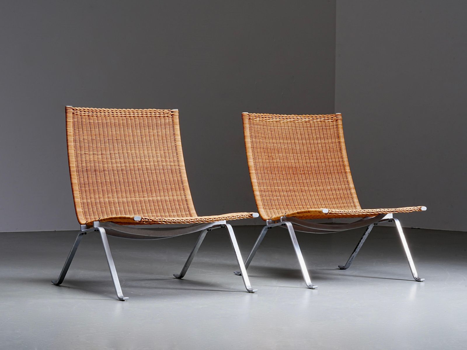Set Of 2 Pk 22 Chairs By Poul Kjaerholm For E. Kold Christensen, Denmark, 1955 photo furniture