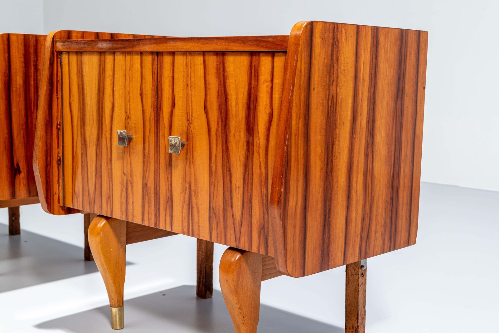 Set Of Two Night Stands In Zebra Wood And Brass, 1960's, France photo vinterior