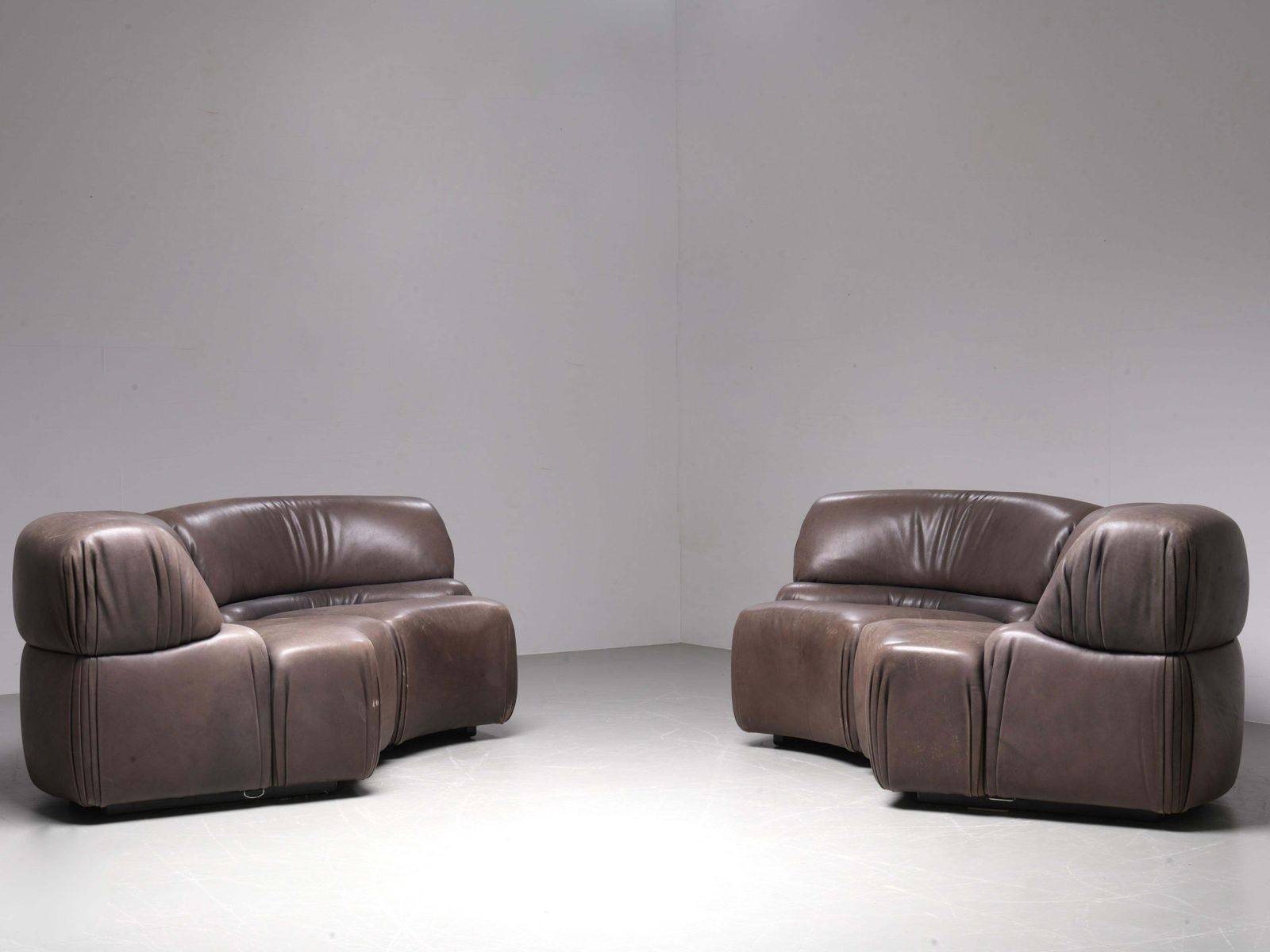 De Sede 'Cosmos' Ds28 Modular Sofa In Grey / Brown Leather, Switzerland, 1970's photo for sale