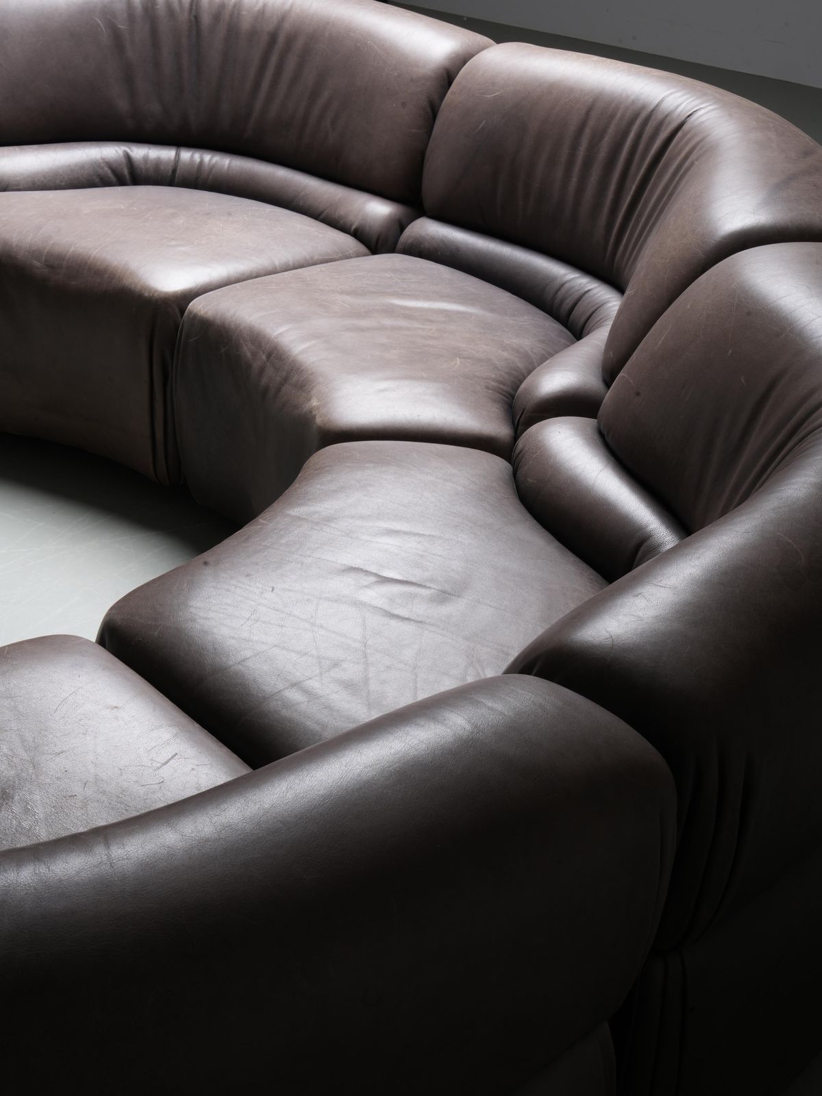 Furniture De Sede 'Cosmos' Ds28 Modular Sofa In Grey / Brown Leather, Switzerland, 1970's photo