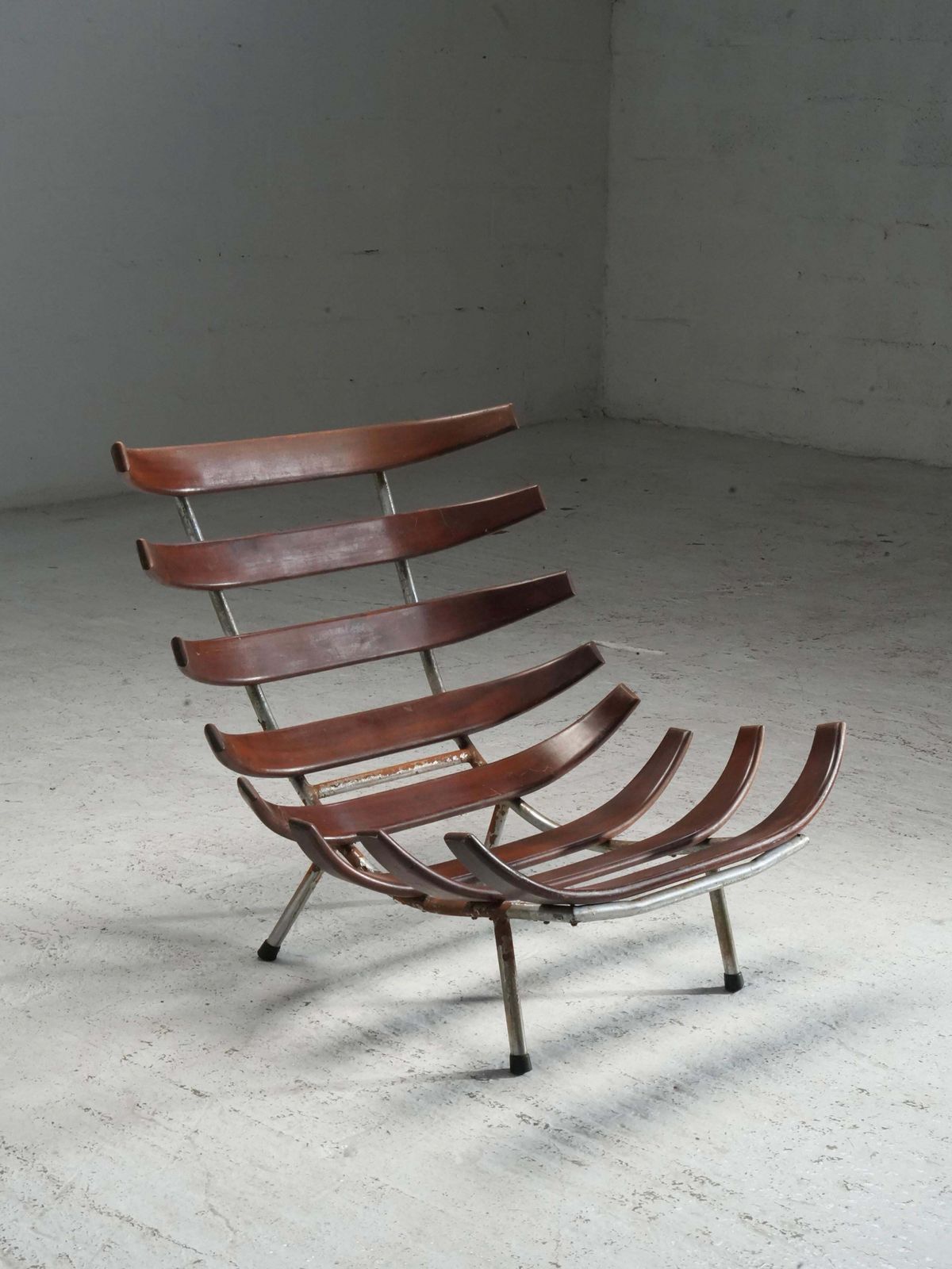 Rib Chair In Teak And Metal, Brazil, 1950's photo Furniture