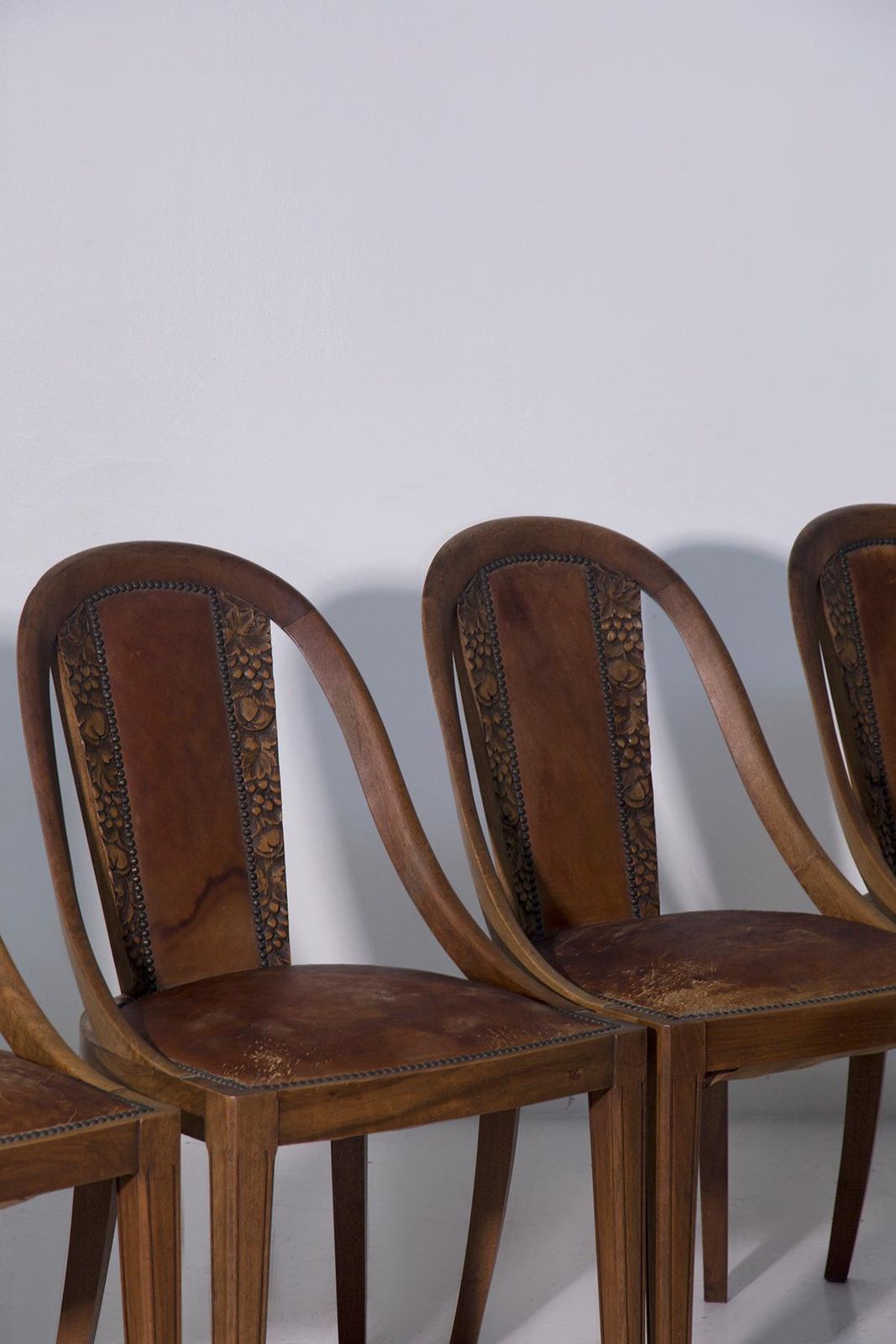 Set Of Six Art Nouveau Style Chairs With Grape Wood Inlays photo Furniture