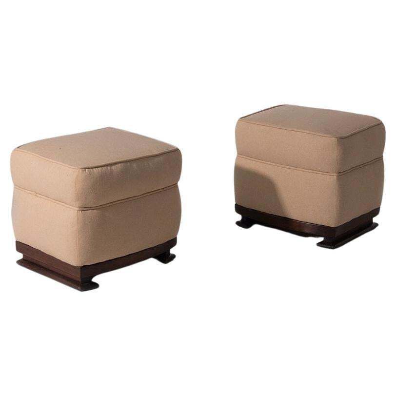 Rare Guglielmo Ulrich Italian Pair Of Stools In Cotton