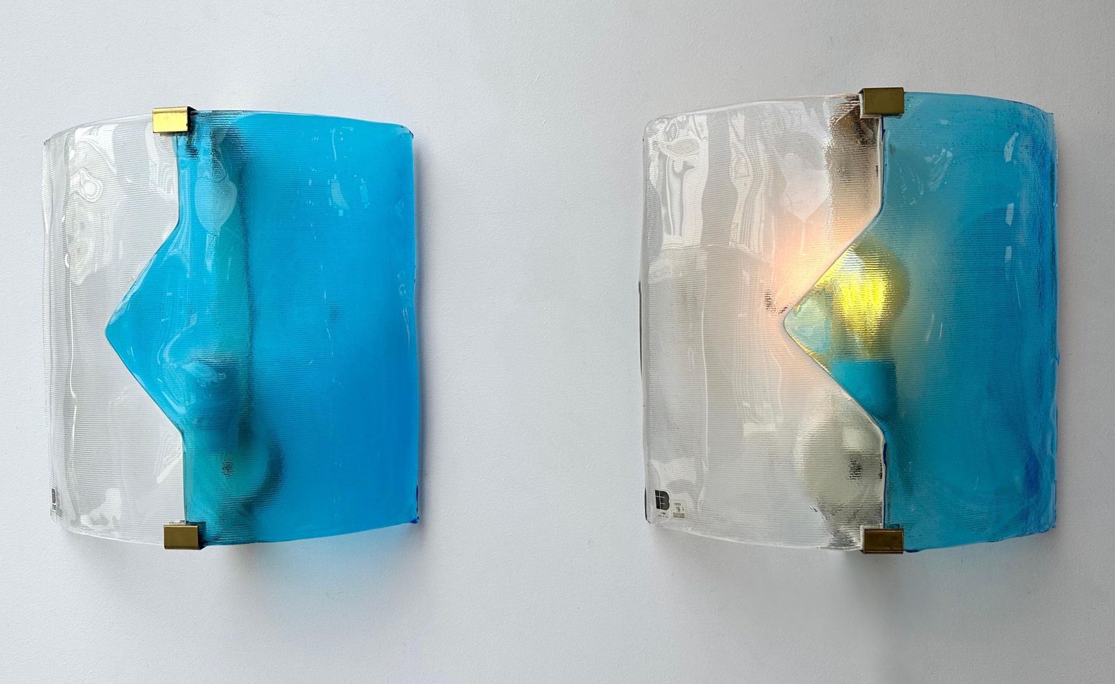 Pair Of Sconces Blue Murano Glass By I Tre, Italy, 1970s photo for sale
