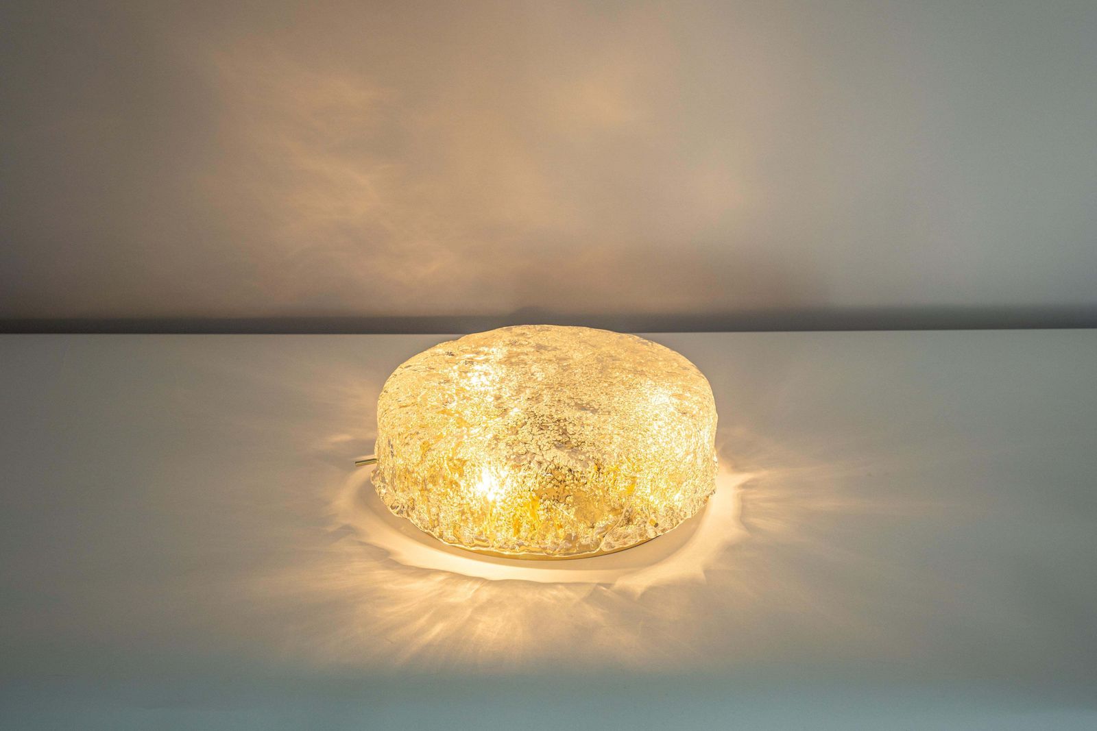 1 Of 4 Large Brass Hillebrand Murano Glass Flush Mount, Germany, 1970s photo buy