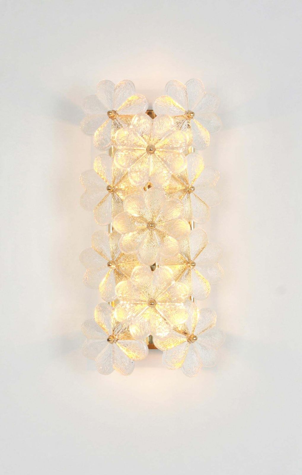1 Of 2 Stunning Murano Glass Flower Wall Lights By Ernst Palme, Germany, 1970s photo for sale