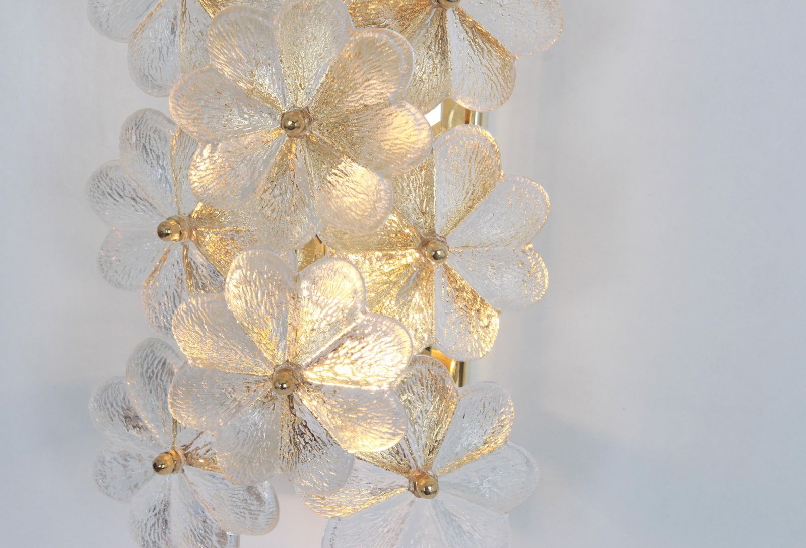 1 Of 2 Stunning Murano Glass Flower Wall Lights By Ernst Palme, Germany, 1970s photo Lighting