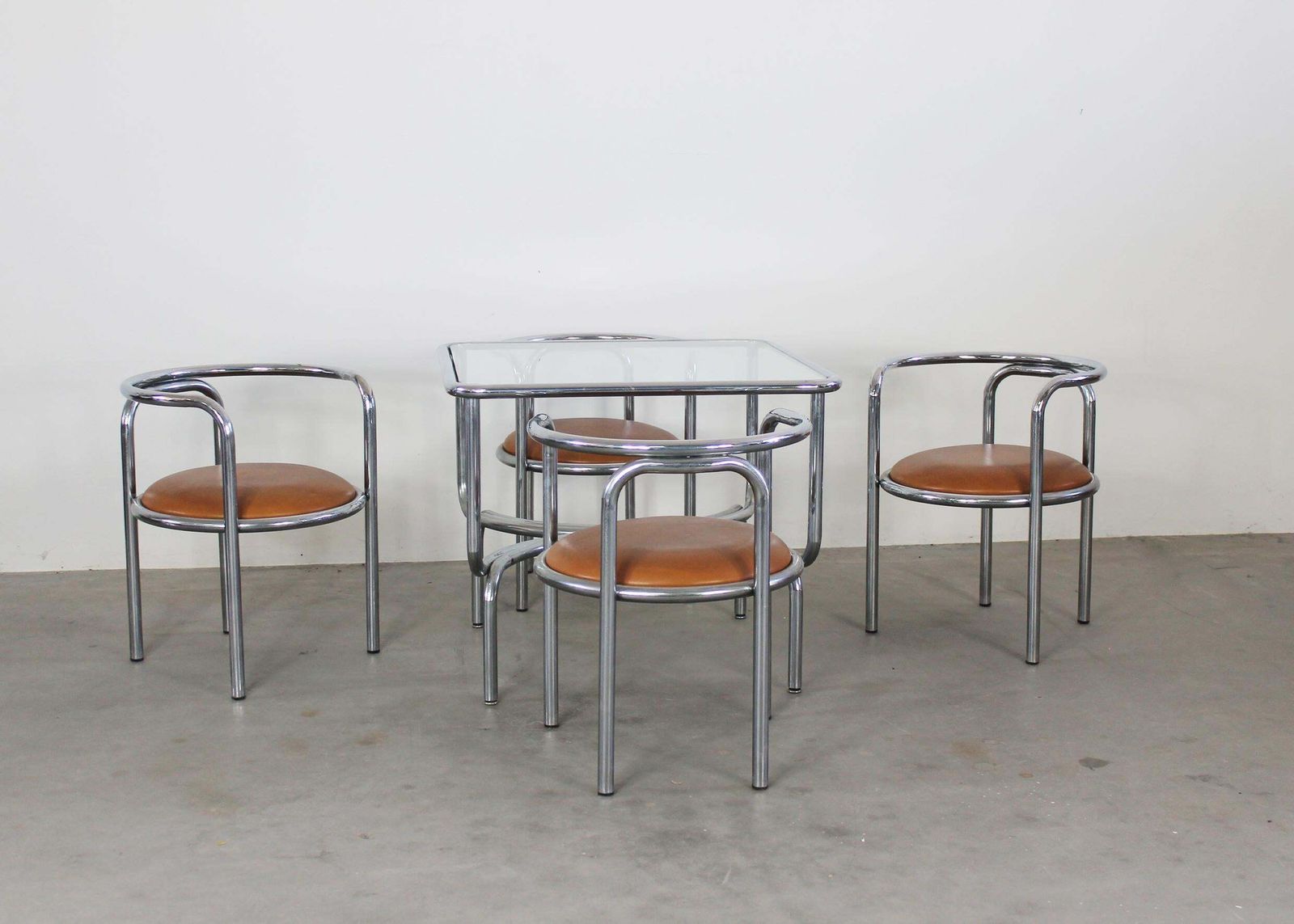 Gae Aulenti Locus Solus Dining Room Set In Steel And Leather By Poltronova 1970s photo Furniture
