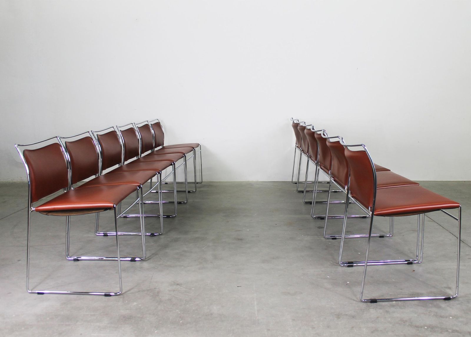 Kazuhide Takahama Set Of Twelve Tulu Chairs In Leather And Steel By Simon Gavina photo for sale