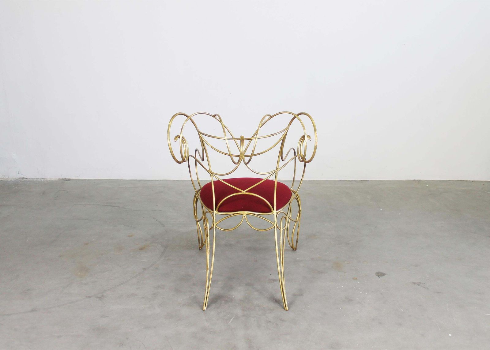 photo furniture Andrè Dubreuil Ram Armchair In Iron And Red Velvet By Ceccotti 1990s