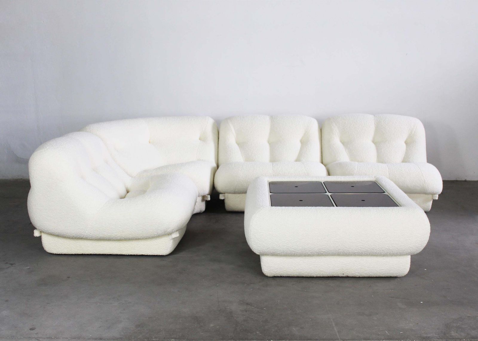 Rino Maturi Nuvolone Living Room Set In White Boucle By Mimo Padova 1970s Italy photo furniture