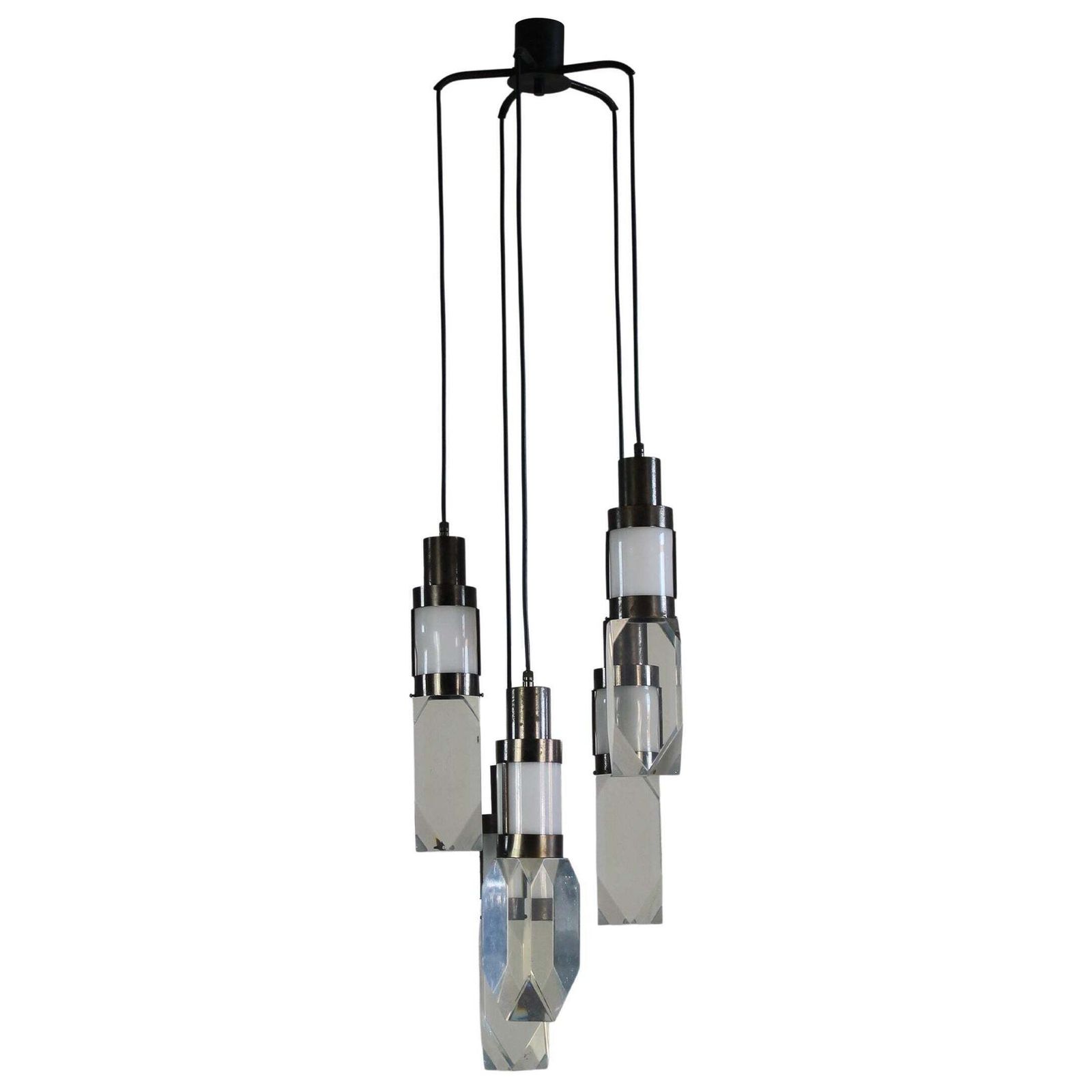 Gaetano Missaglia Ceiling Lamp With Lampshades In Lucite Plexiglass 1970s Italy