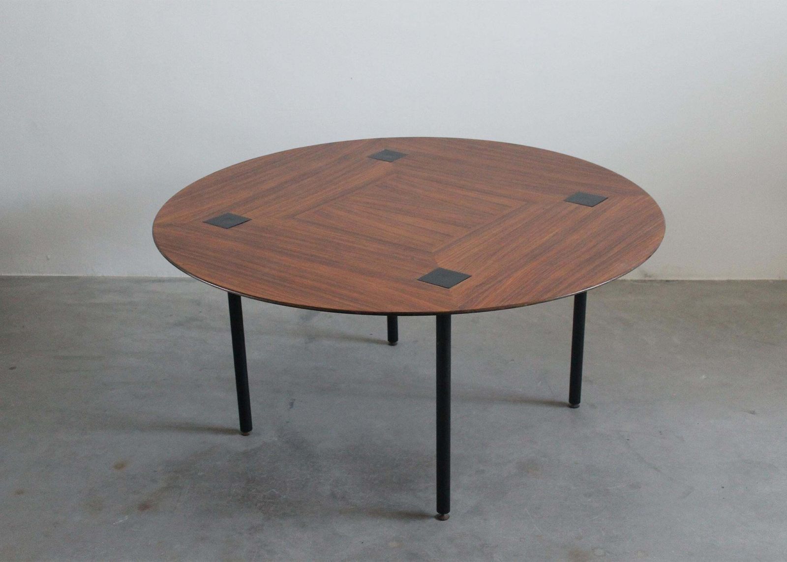 Ettore Sottsass T72 Round Table In Wood And Brass By Poltronova 1950s photo furniture