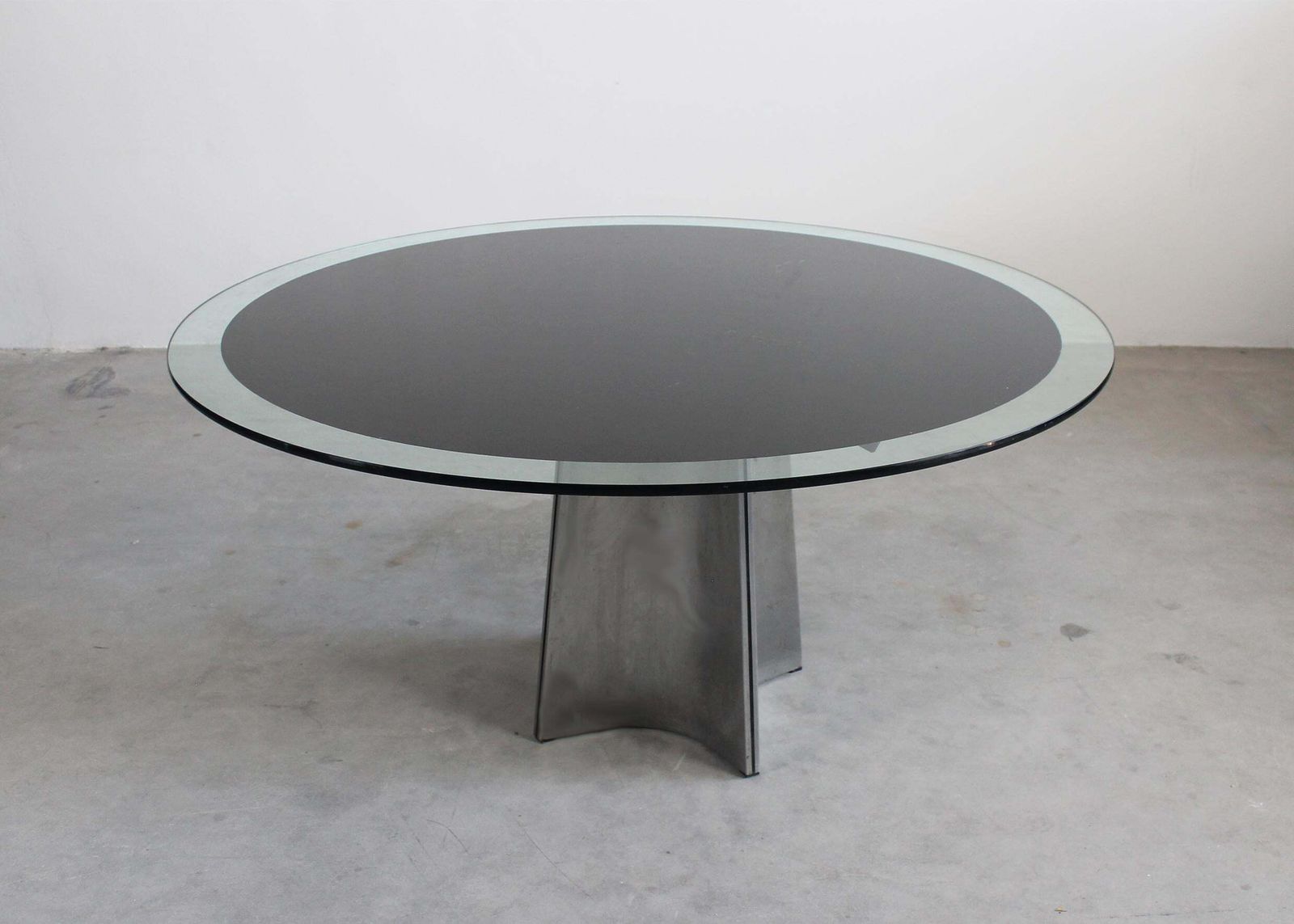 Luigi Saccardo Ufo Pedestal Table In Steel And Glass By Maison Jansen 1970s photo furniture
