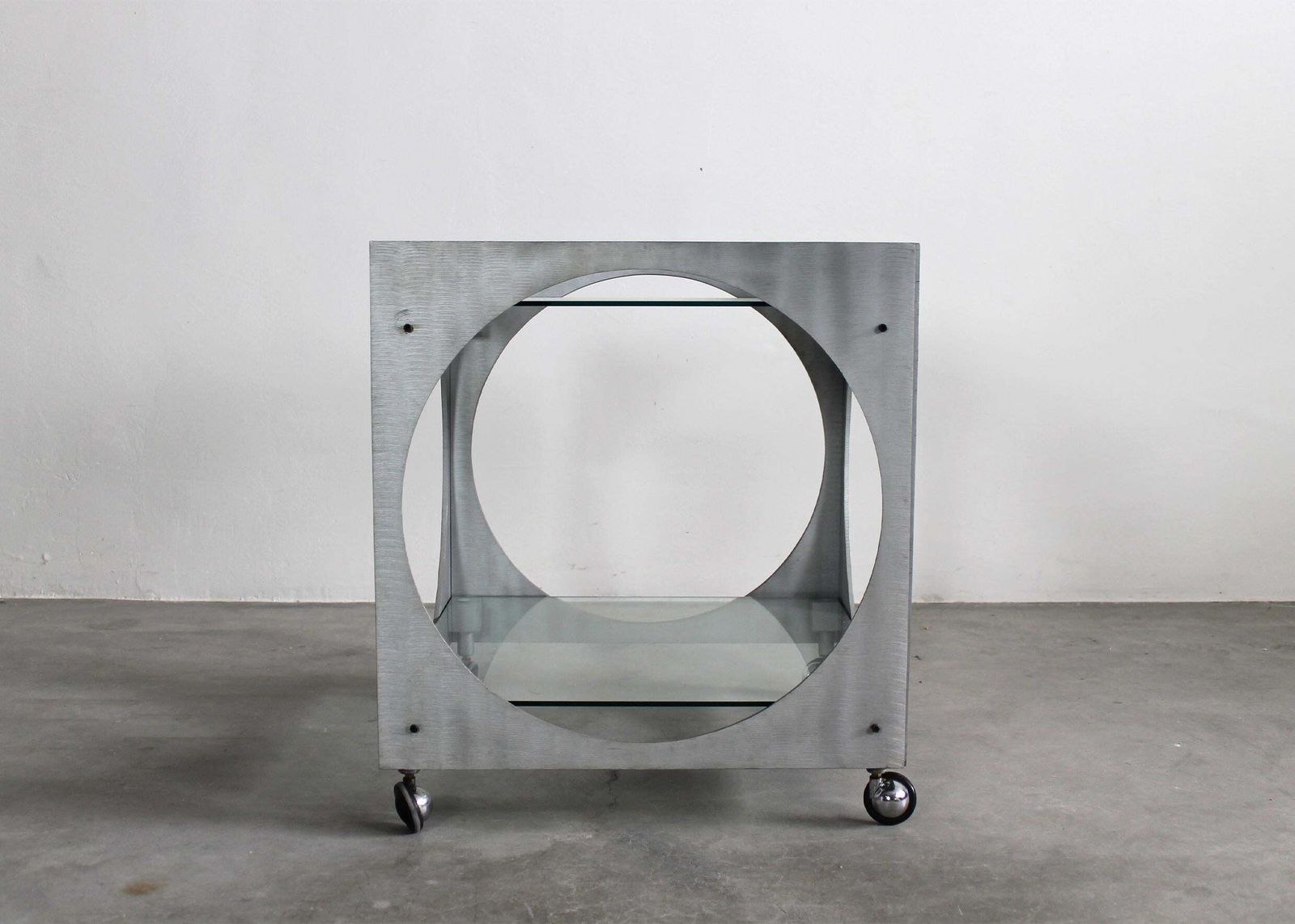 Lorenzo Burchiellaro Cart With Wheels In Metal And Glass Italian Manufacture 70s photo furniture