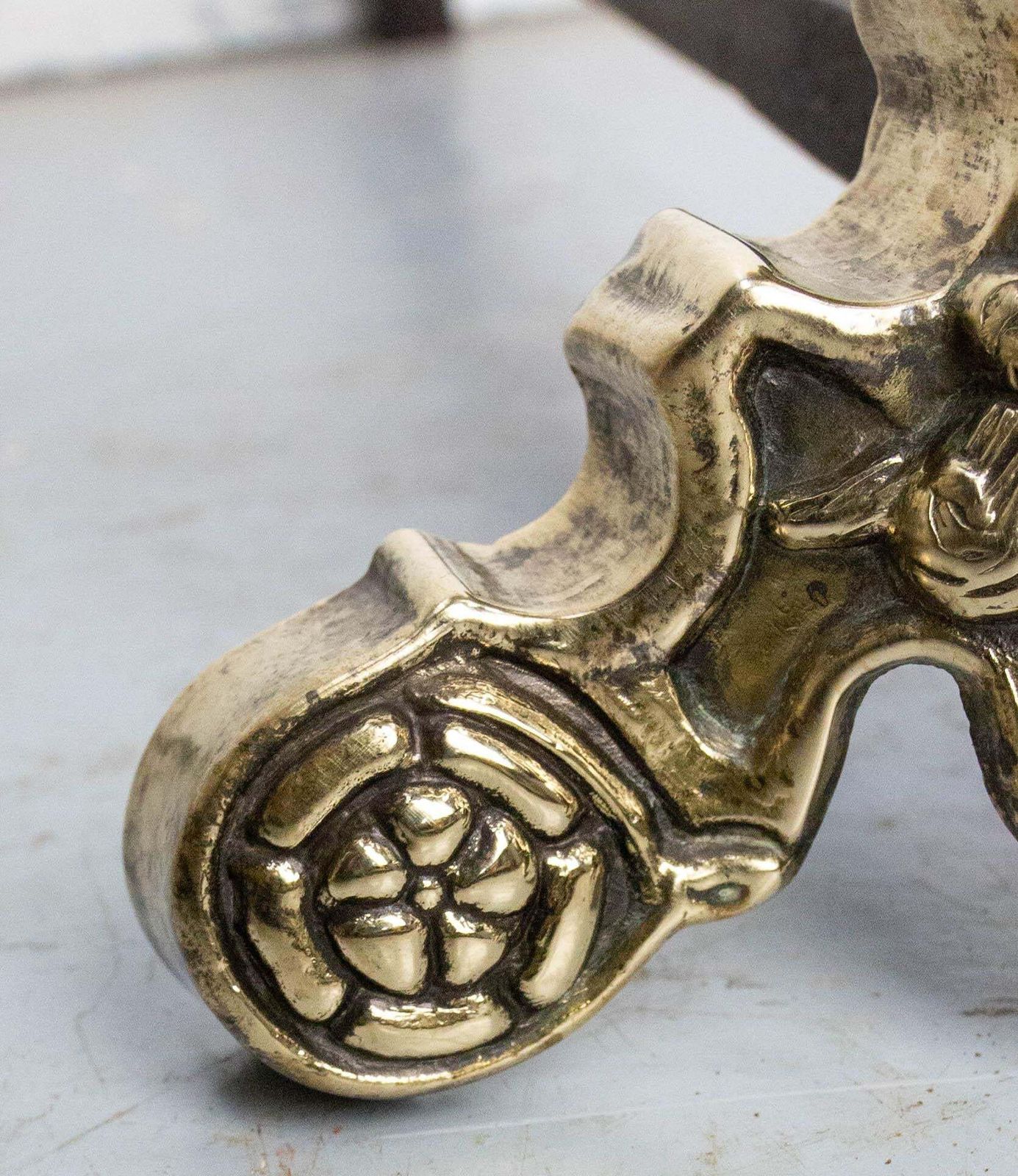 Pair Of Napoléon III Brass & Wrought Iron Cherubs Andirons, France, C 1890 photo buy