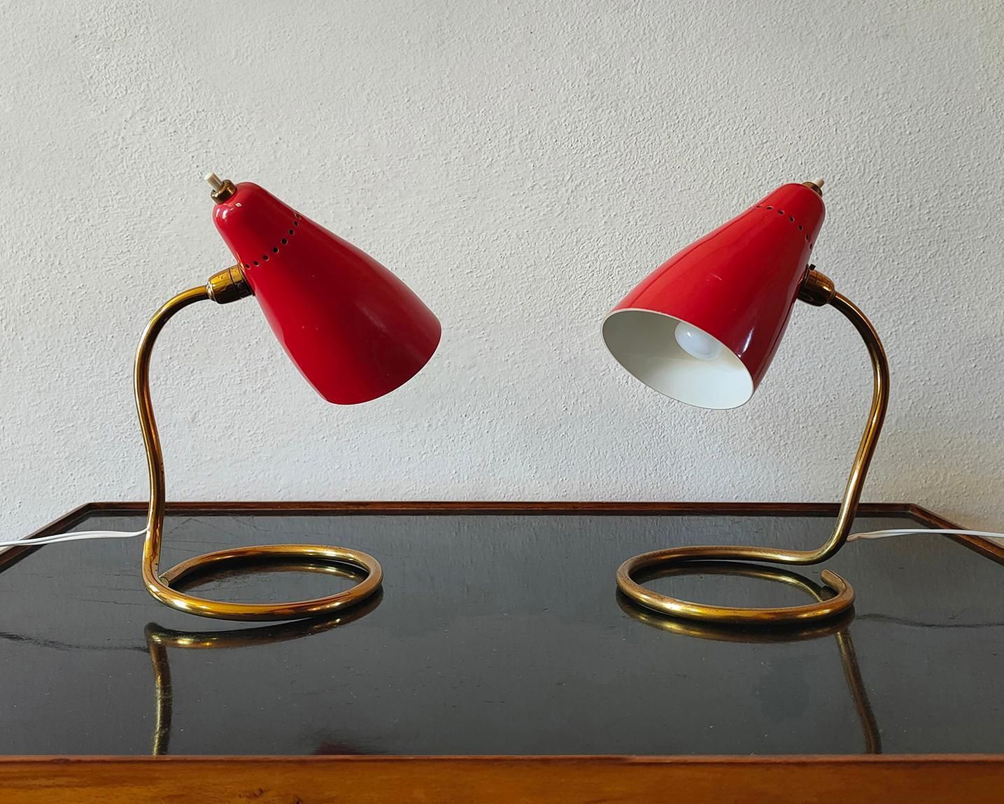 Giuseppe Ostuni Set Of Two Table Lamps 214 Vipere By Oluce 1950s Italy photo for sale