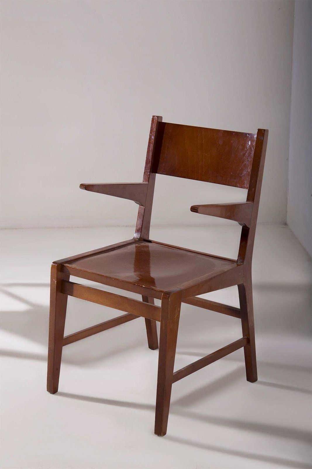 Furniture Pair Of Wooden Chairs With Armrests photo