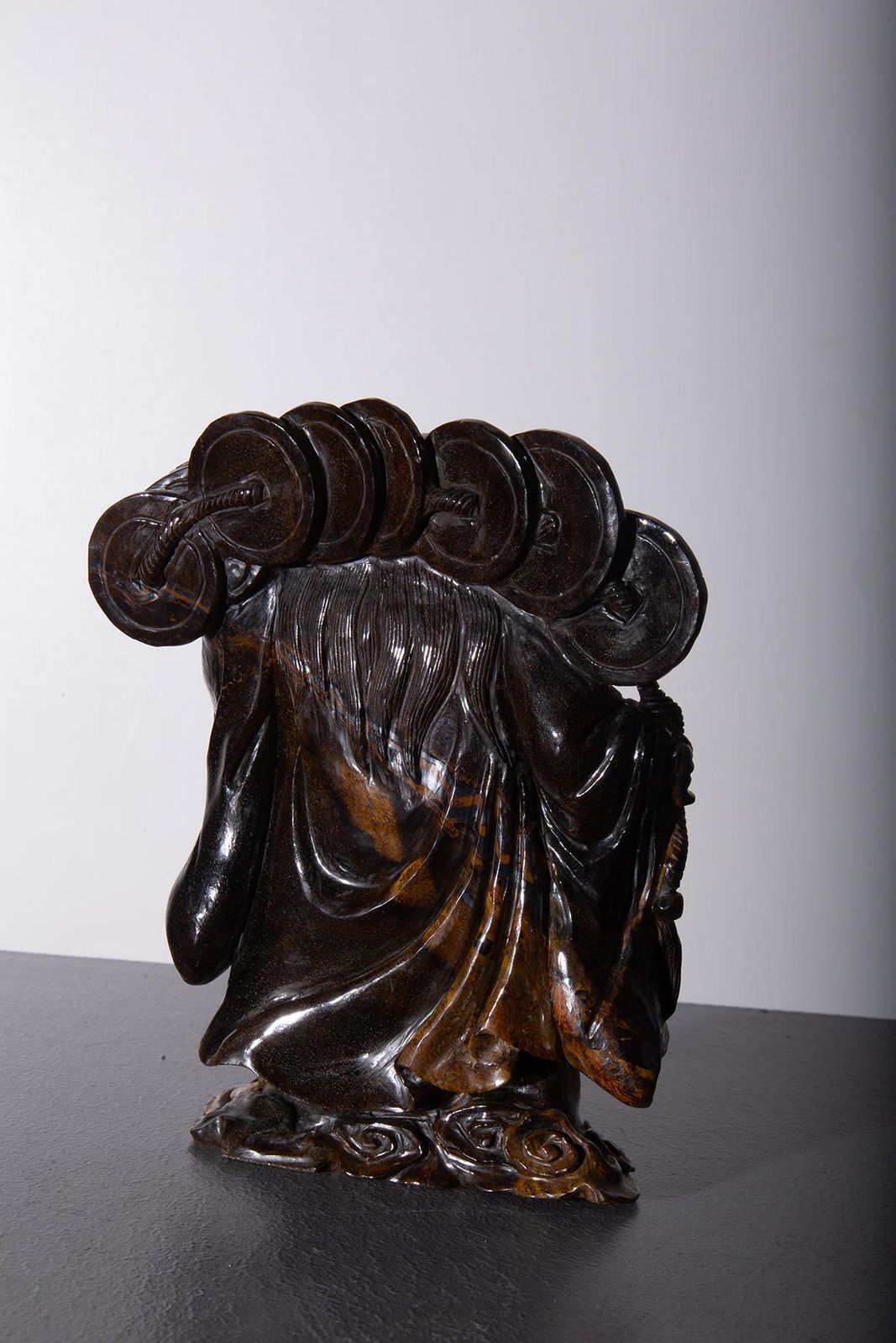 Budai Buddha Fine Wood Carving photo vintage