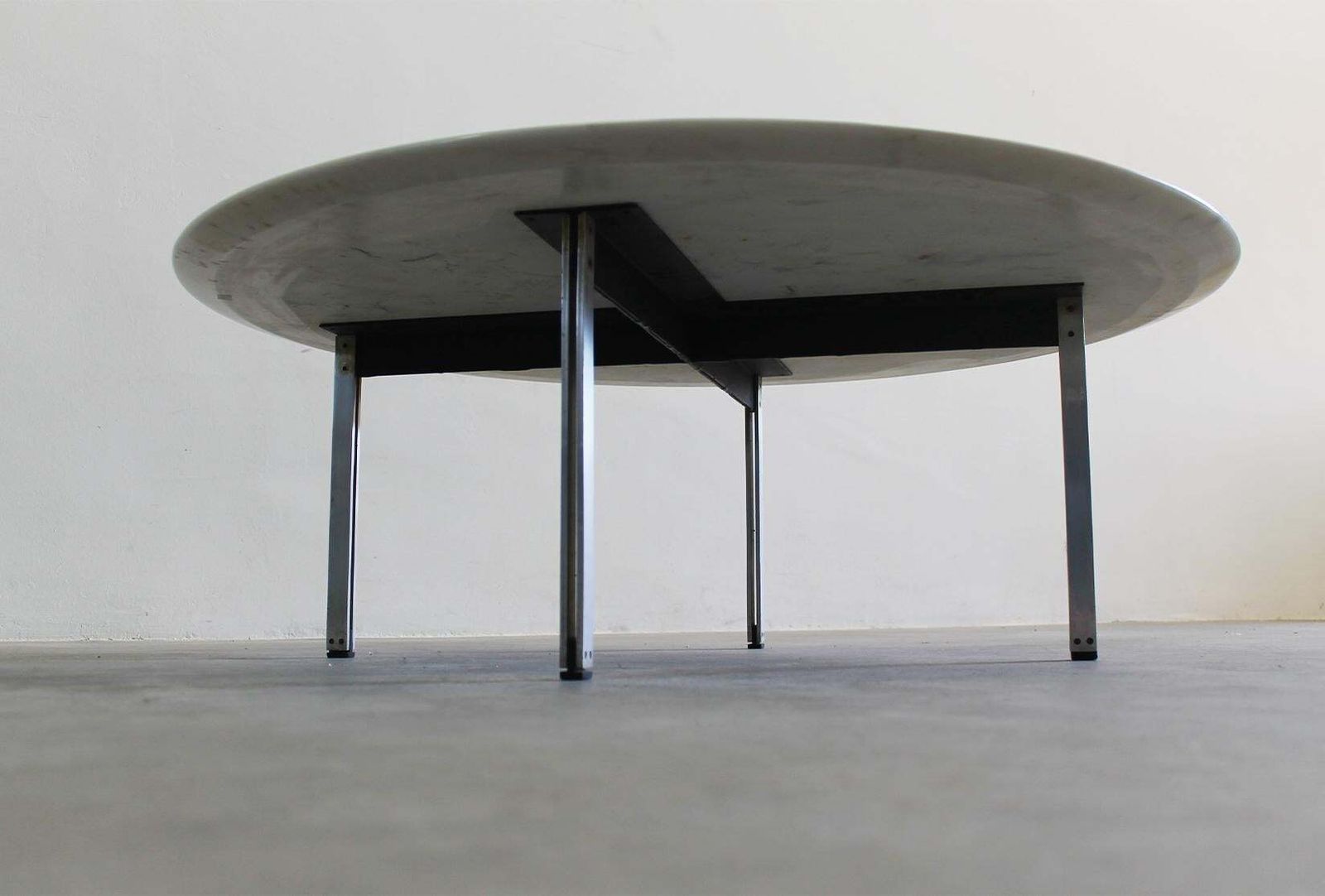 Florence Knoll Parallel Bar Round Table In Marble And Steel By Knoll 1950s photo buy