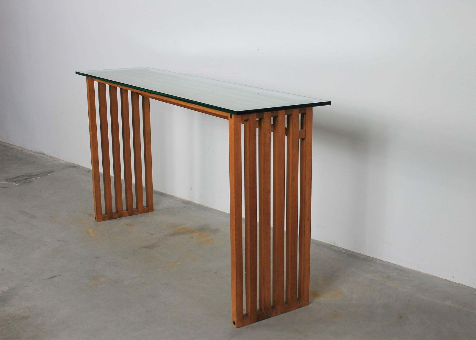 Lella & Massimo Vignelli Ara Console Table In Wood And Glass By Driade 1970s photo Furniture