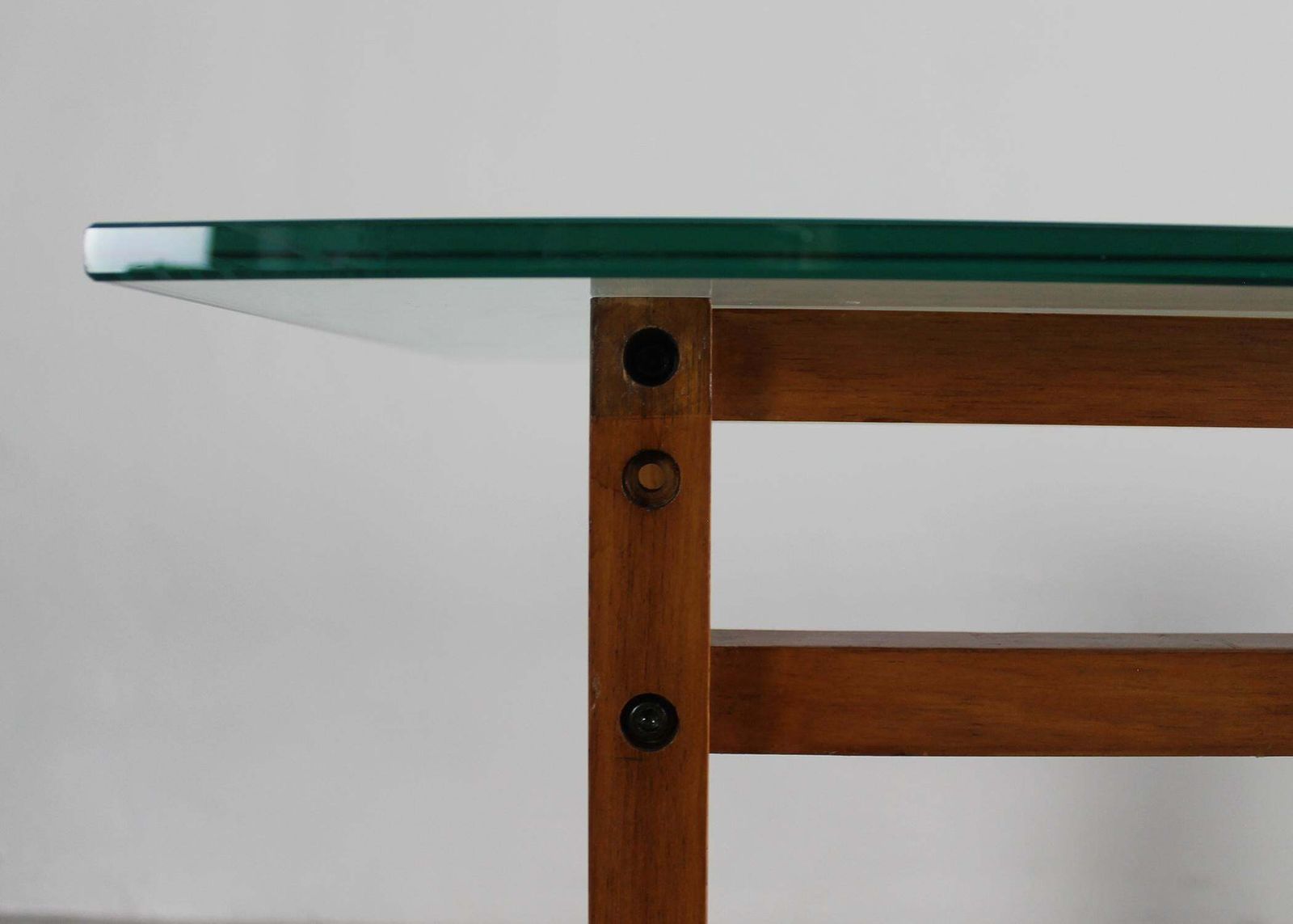 Lella & Massimo Vignelli Ara Console Table In Wood And Glass By Driade 1970s photo vinterior