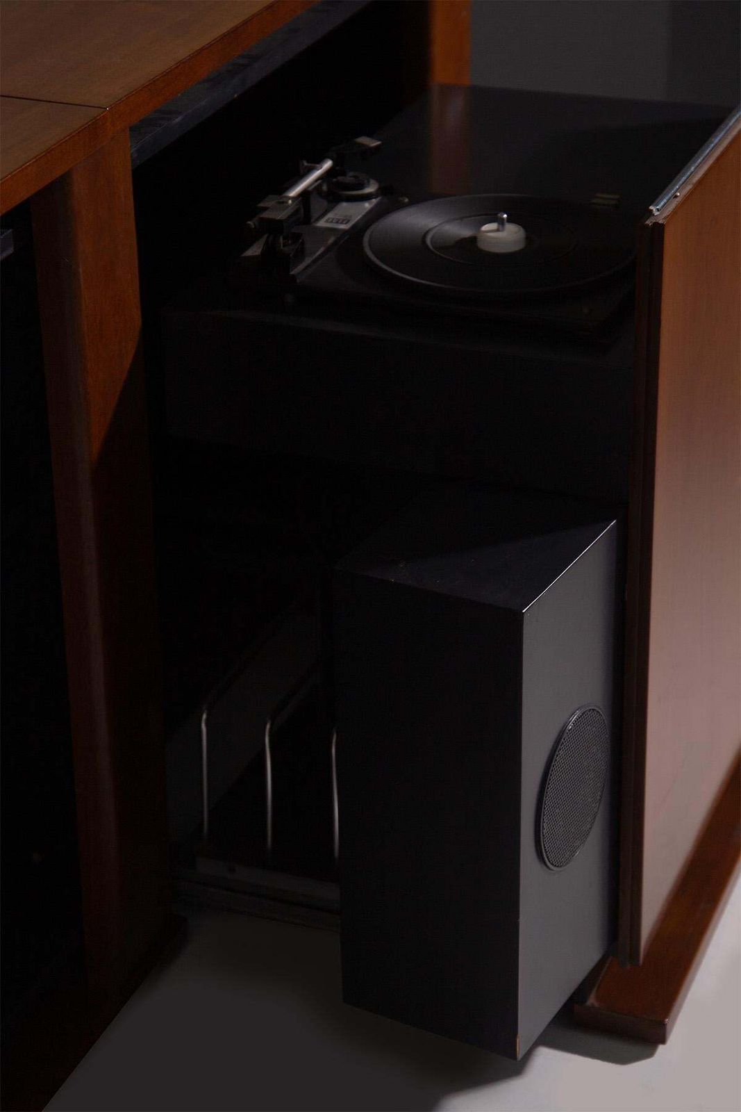 Wooden Sideboard With Built In Turntable photo vinterior