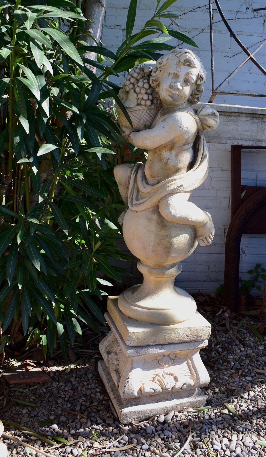 Pair Of 20th Century Garden Cherubs On Square Plinths photo 1327.0