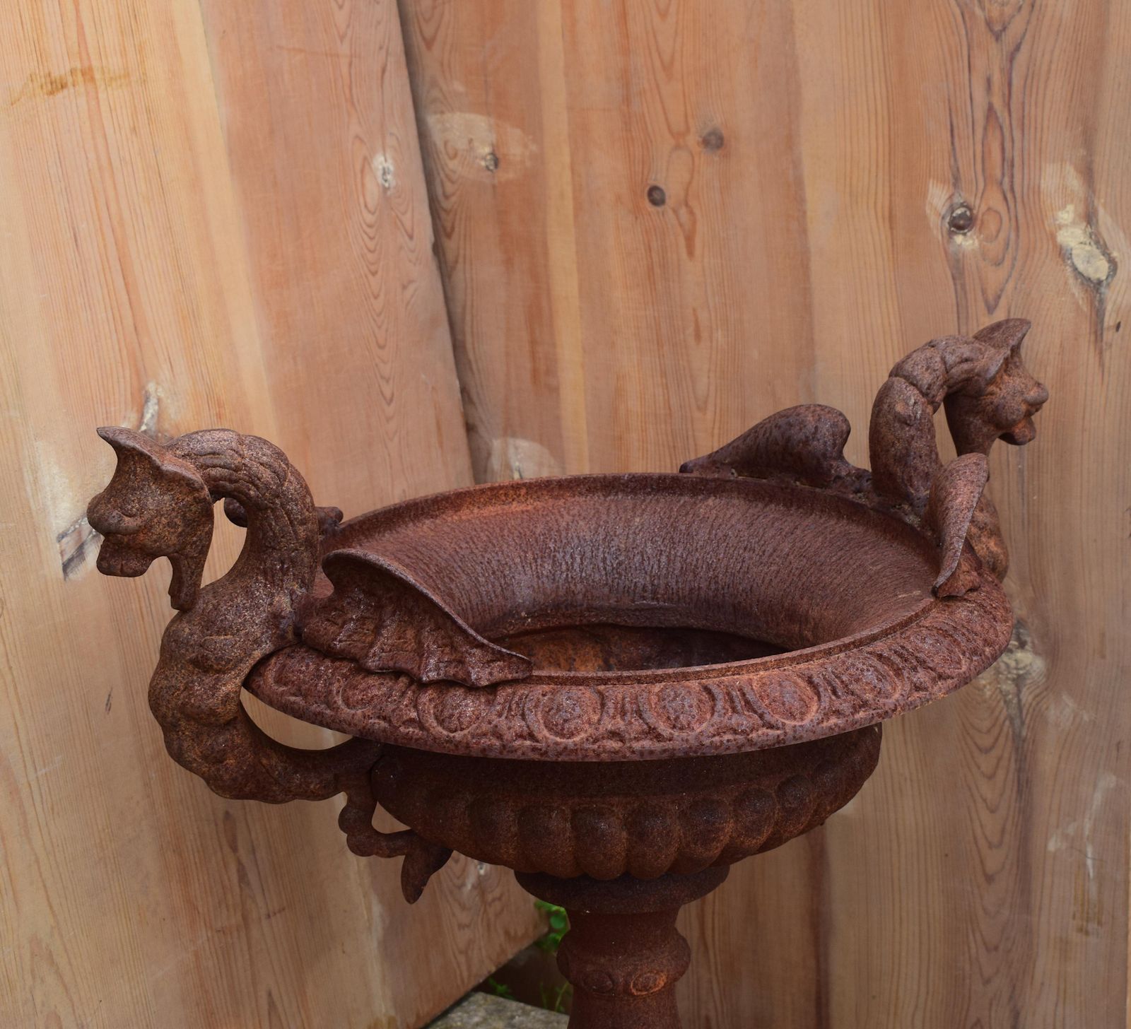 French 19th Century Cast Iron Garden Urn With Dragon Handles photo buy