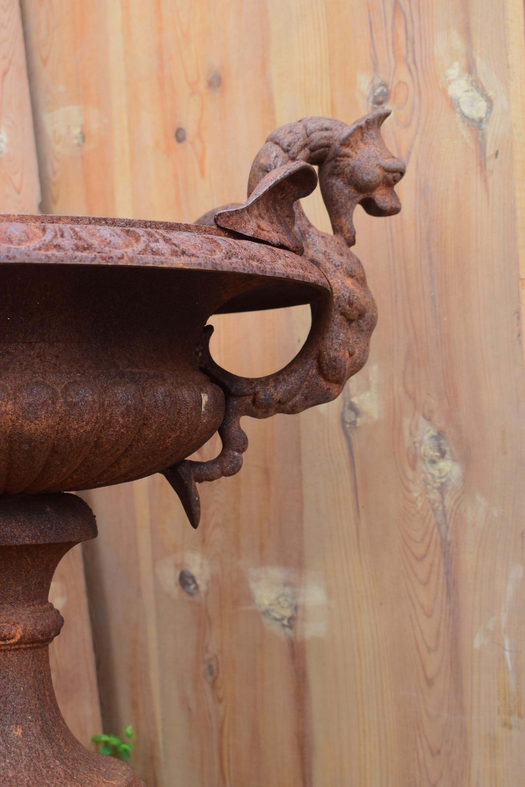 photo furniture French 19th Century Cast Iron Garden Urn With Dragon Handles