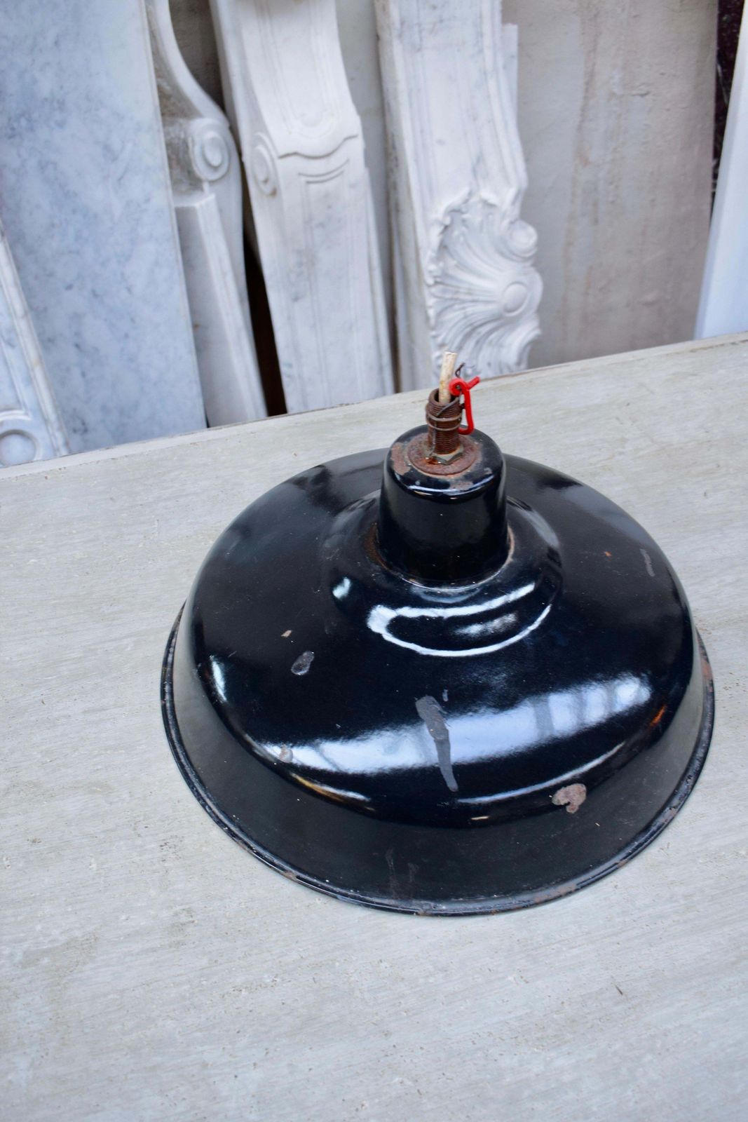 A Set Of Industrial Black Enamel Hanging Lamps Circa 1940s photo buy