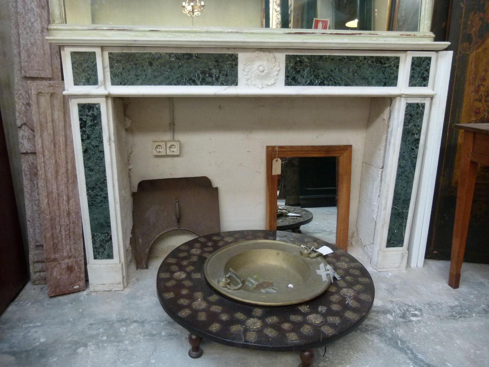 Louis XVI Style White And Green Marble Fireplace Mantel photo Home Fixtures