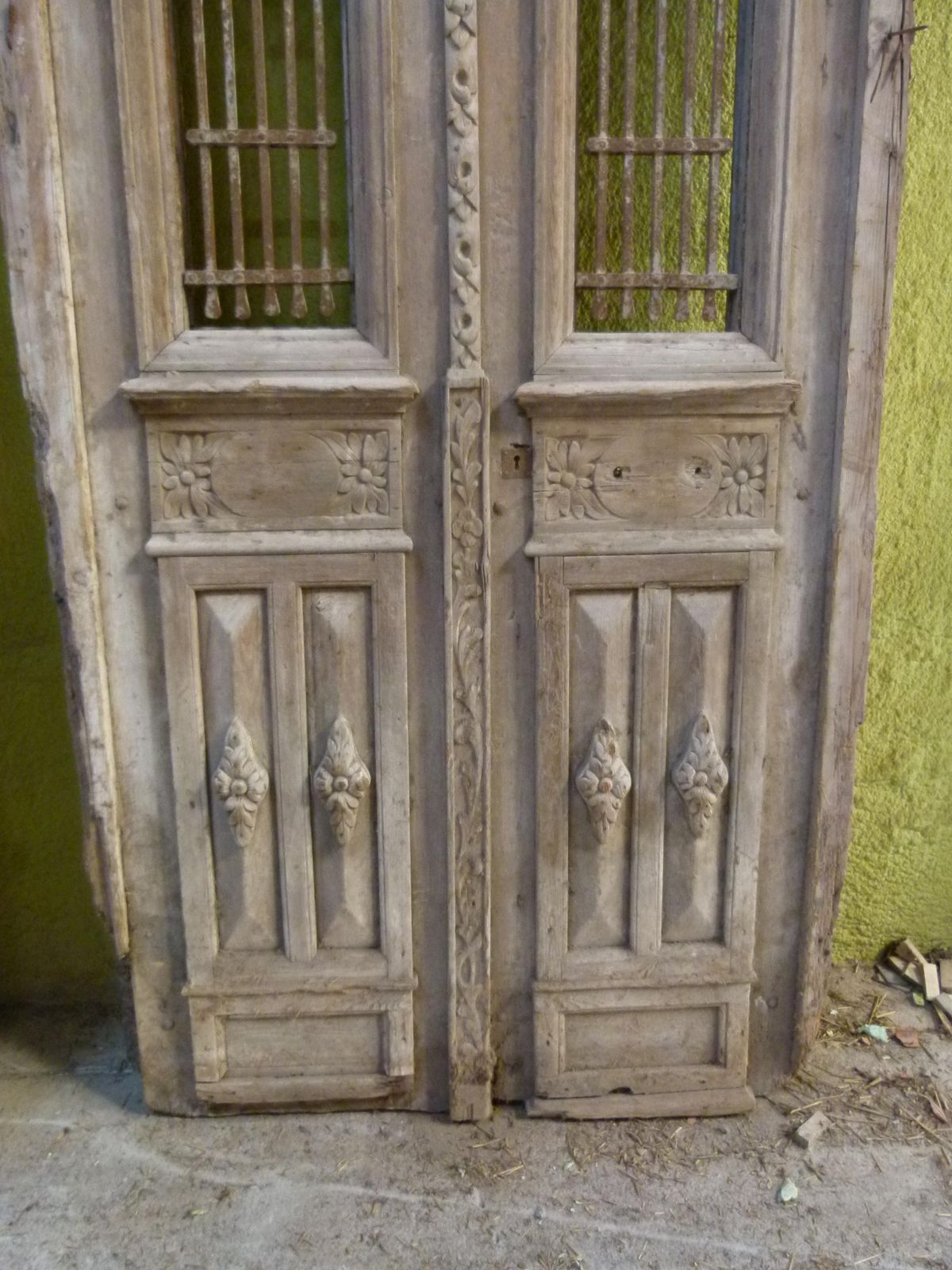 19th Century Wooden Double Front Door In Art Nouveau Style photo Home Fixtures