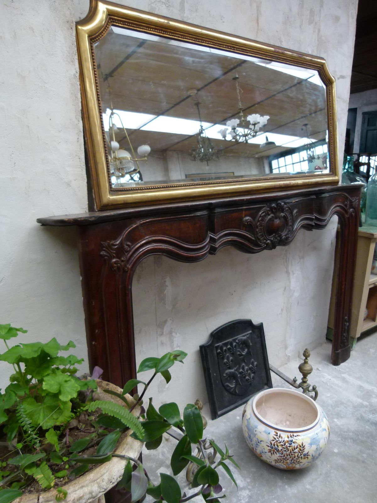 Louis XVI Style Wooden Carved Fireplace Mantel photo furniture