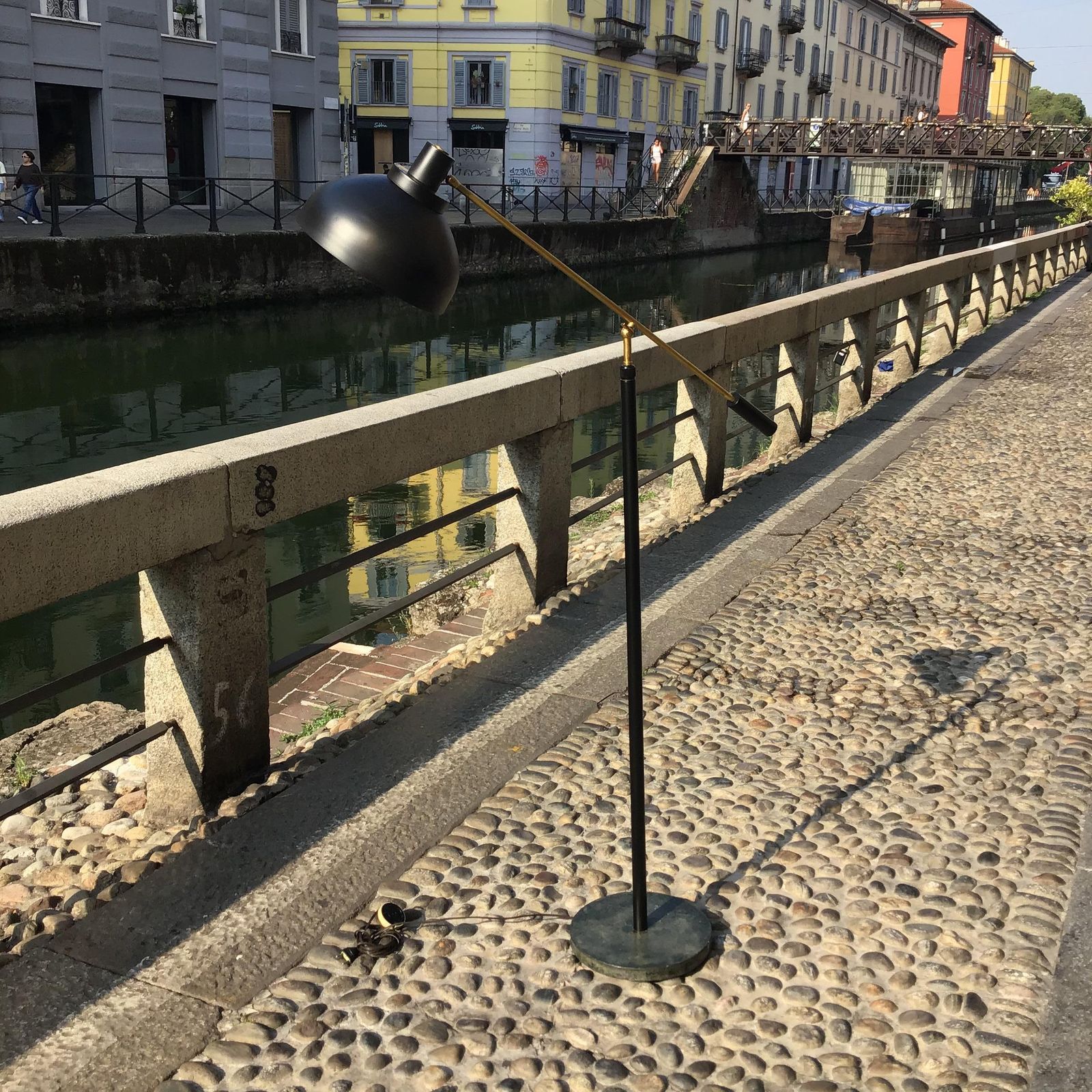 photo vinterior Stilnovo Floor Lamp Adjustable Marbre Brass Metal 1950 Italy