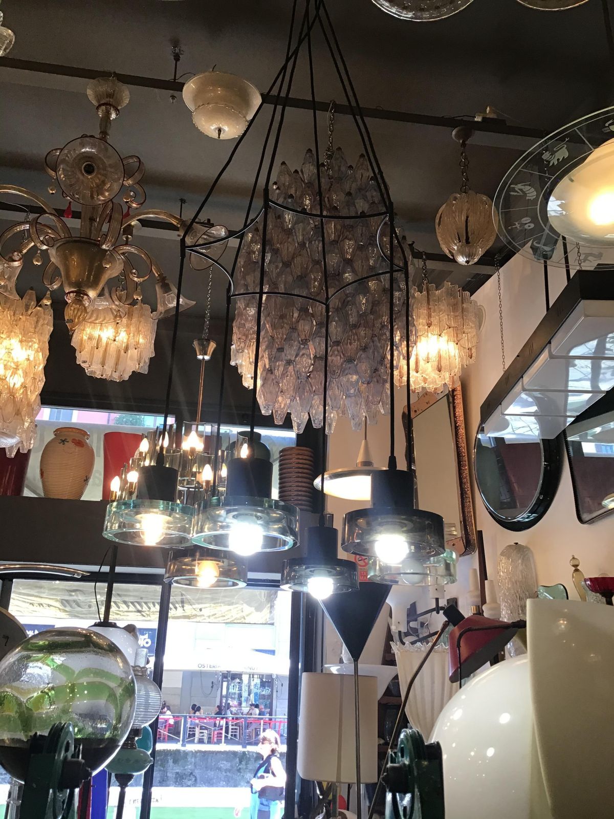 Seguso Flavio Poli Chandelier N 6 Light Adjustable Glass Metal 1960 Italy photo 5309.0
