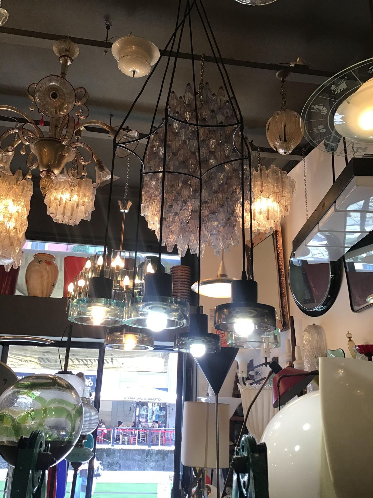 Seguso Flavio Poli Chandelier N 6 Light Adjustable Glass Metal 1960 Italy photo vinterior