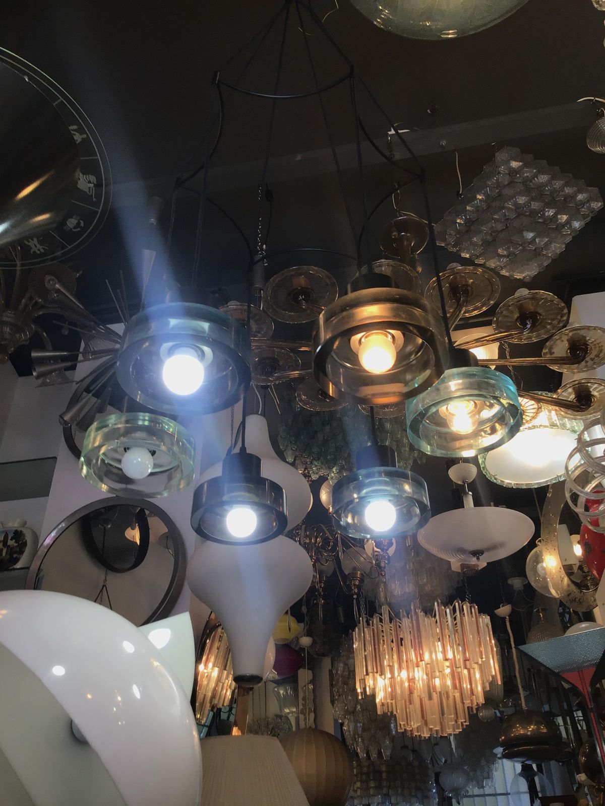 photo for sale Seguso Flavio Poli Chandelier N 6 Light Adjustable Glass Metal 1960 Italy
