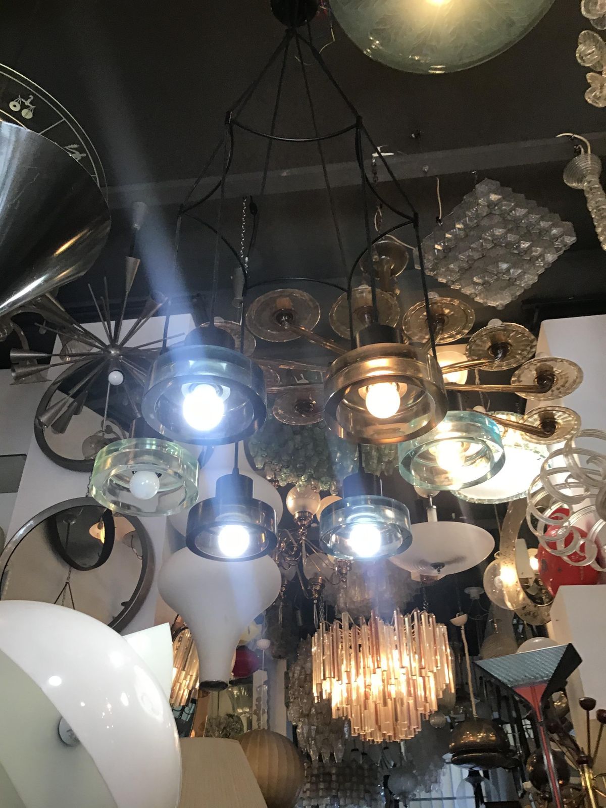 photo buy Seguso Flavio Poli Chandelier N 6 Light Adjustable Glass Metal 1960 Italy