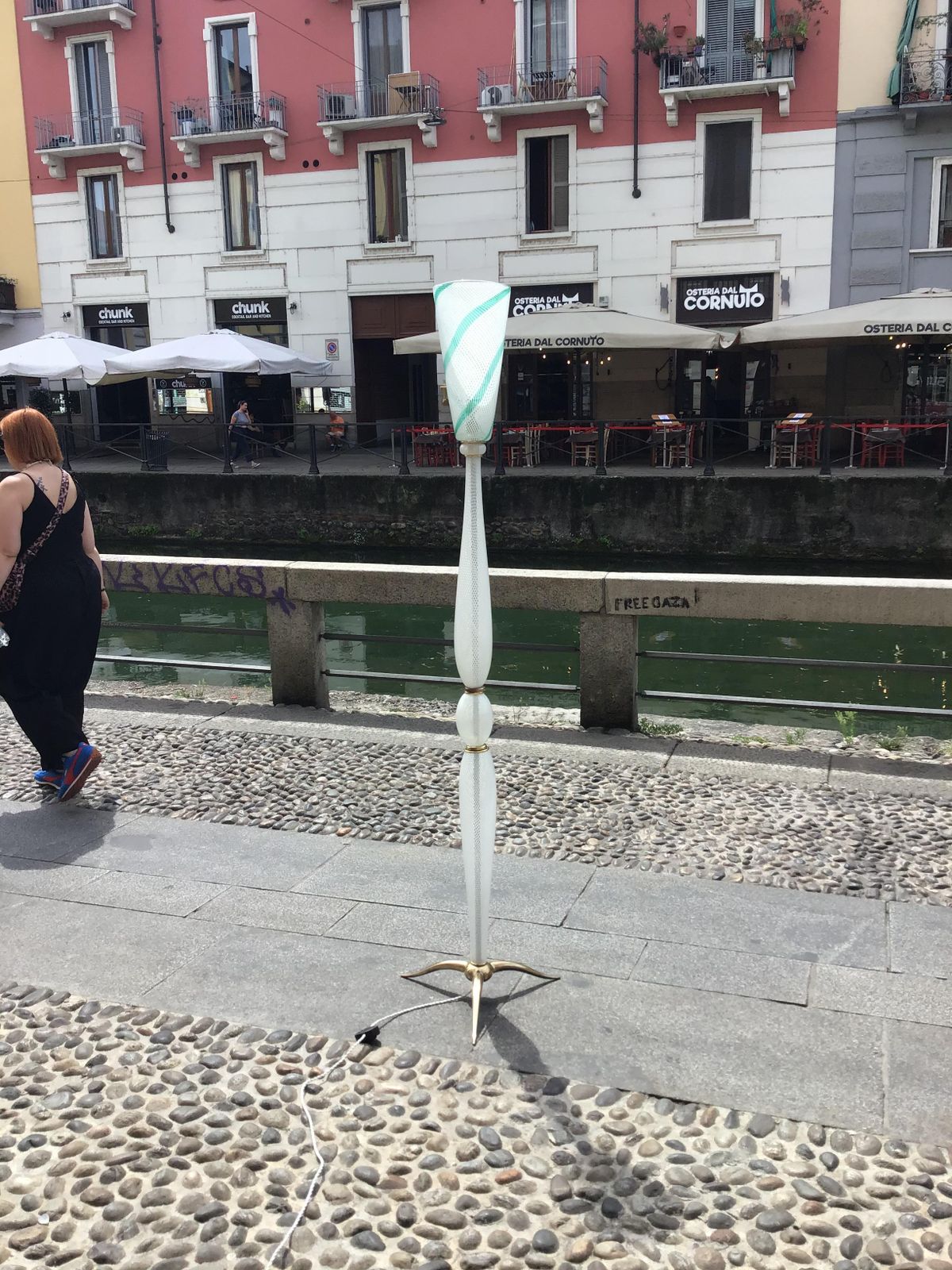 photo vinterior Venini Carlo Scarpa “ Filigrana “ Floor Lamp Murano Glass Brass 1930 Italy