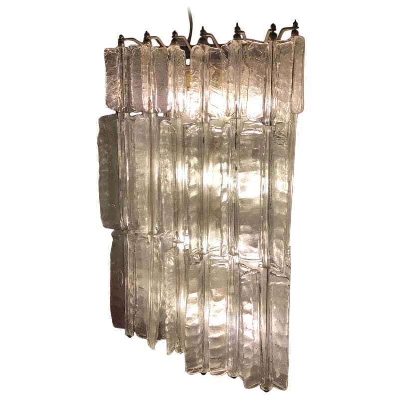 Venini Toni Zuccheri Sconces Muranoglass Metal Crome Iron 1950 Italy