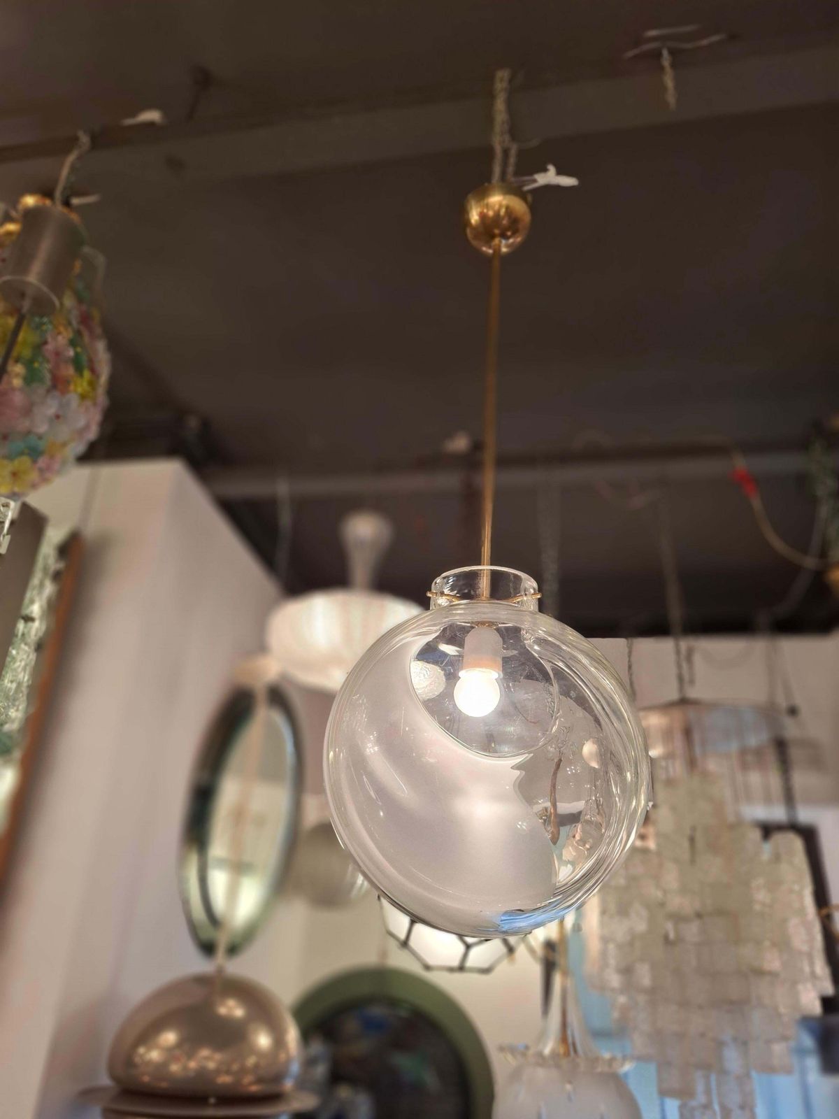Toni Zuccheri Chandelier Murano Glass  Brass 1960. Italia photo vintage