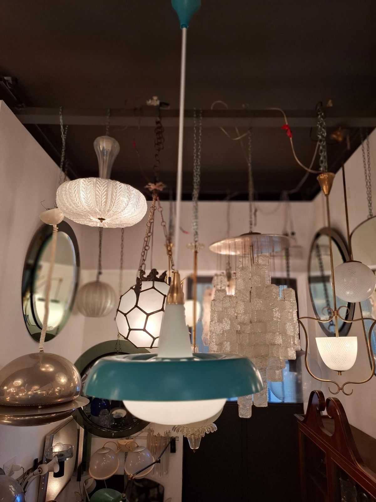 Stilnovo Chandelier Opalineglass Brass Metal 1950 Italy photo 2212.0