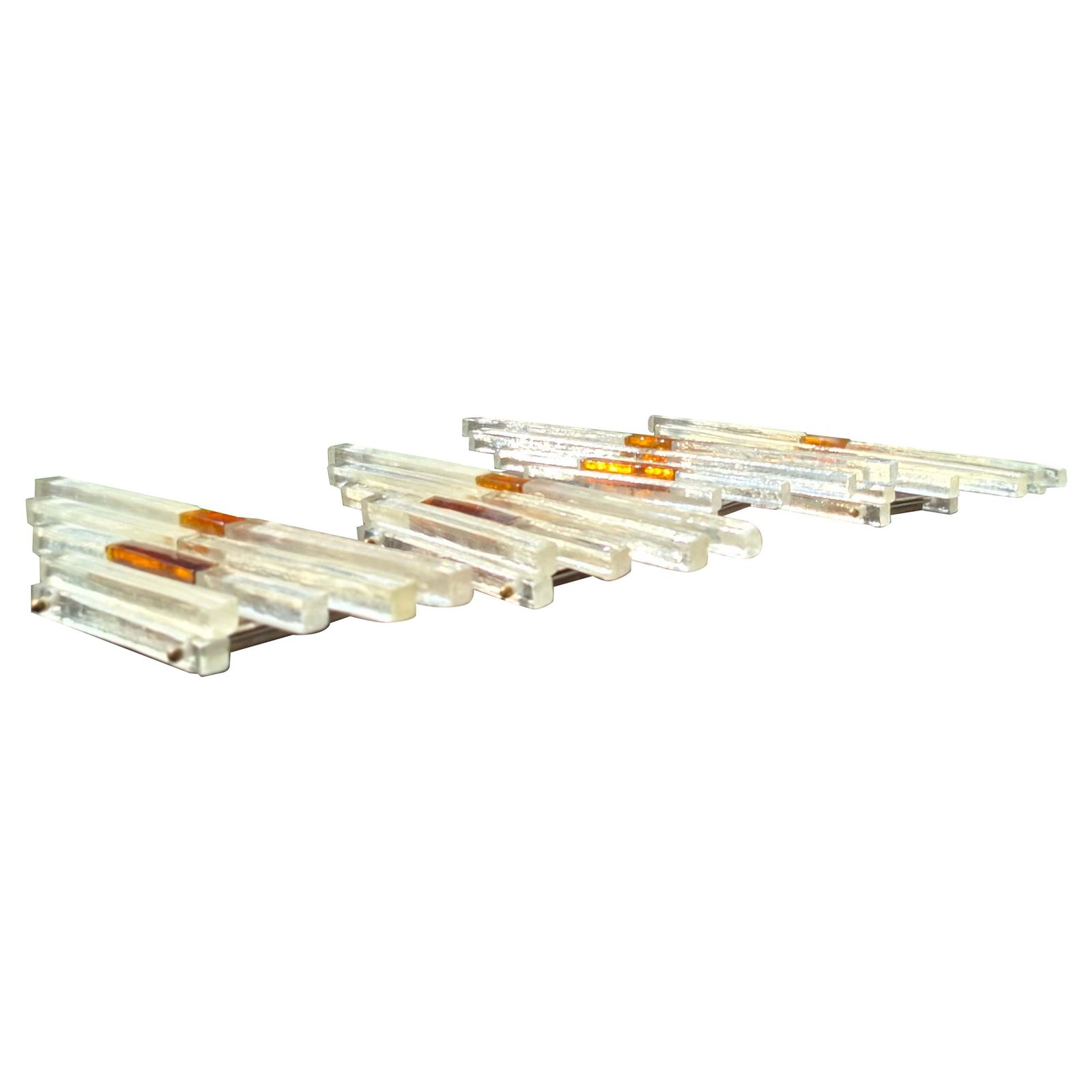 Albano Poli N 7 Appliques Murano Glass Ottone Metallo 1960 Italia