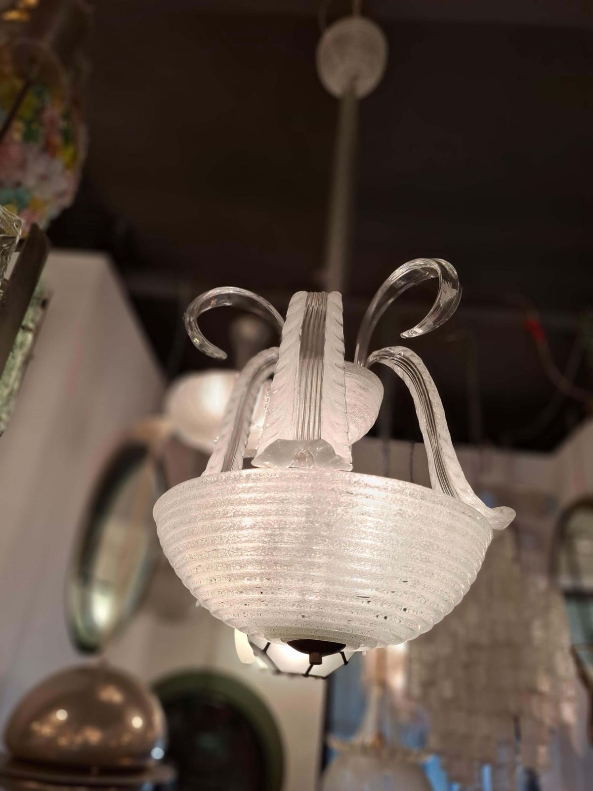 Lighting Barovier E Toso Chandelier Vetro Pulegoso Ottone 1940 Italia photo