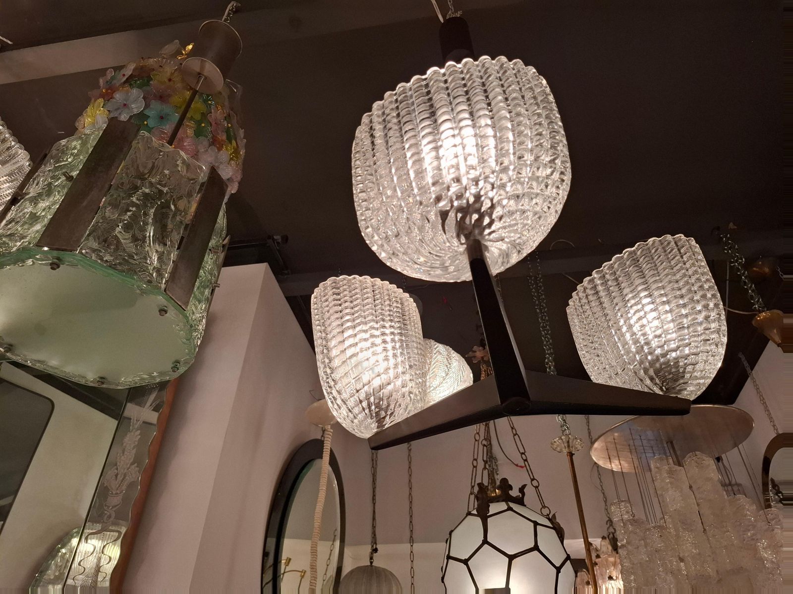 Seguso Chandelier Murano Glass Ottone 1950 Italia photo buy
