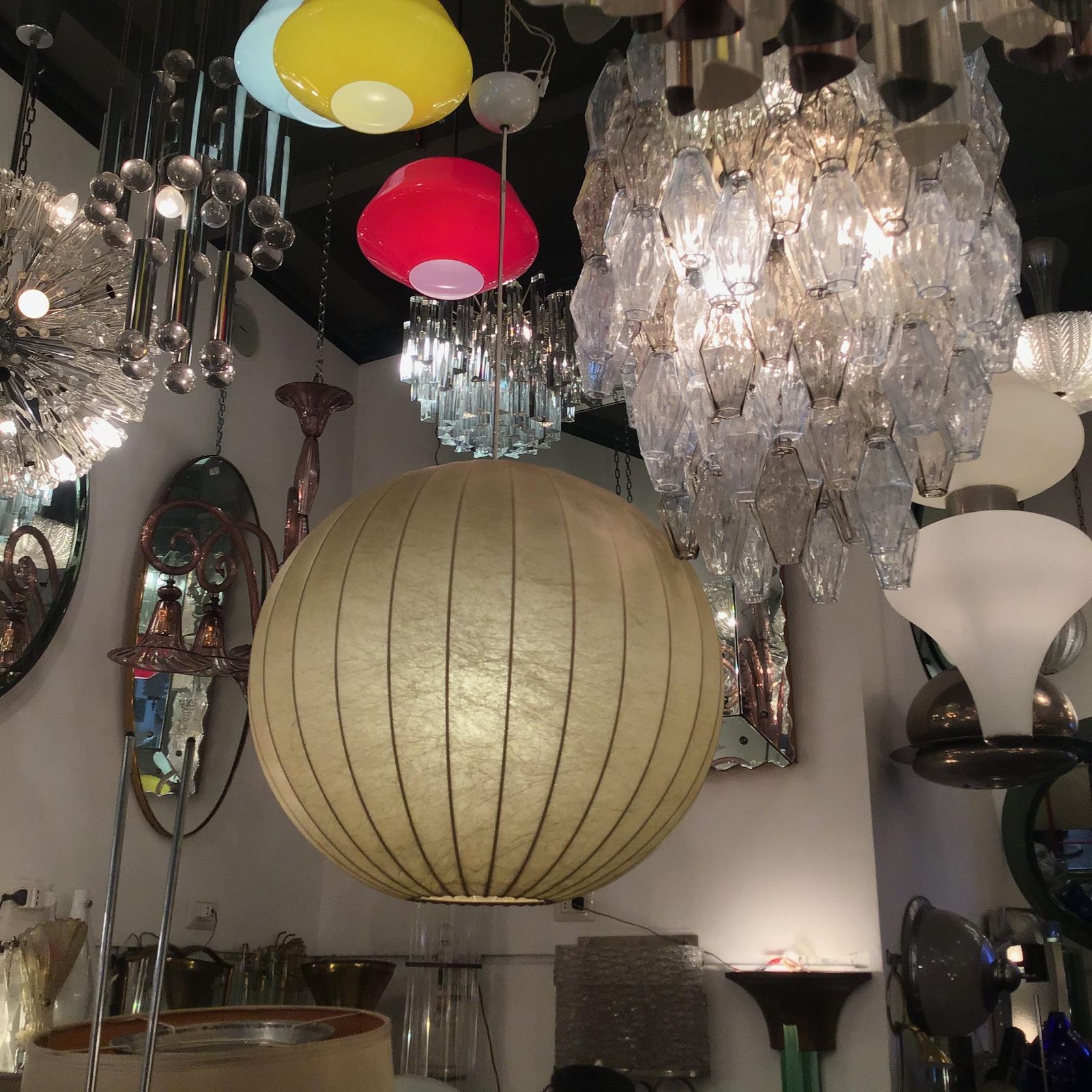 Flos Achille And Piergiacomo Castiglioni Chandelier Cocoon Metal 1960 Italy photo furniture
