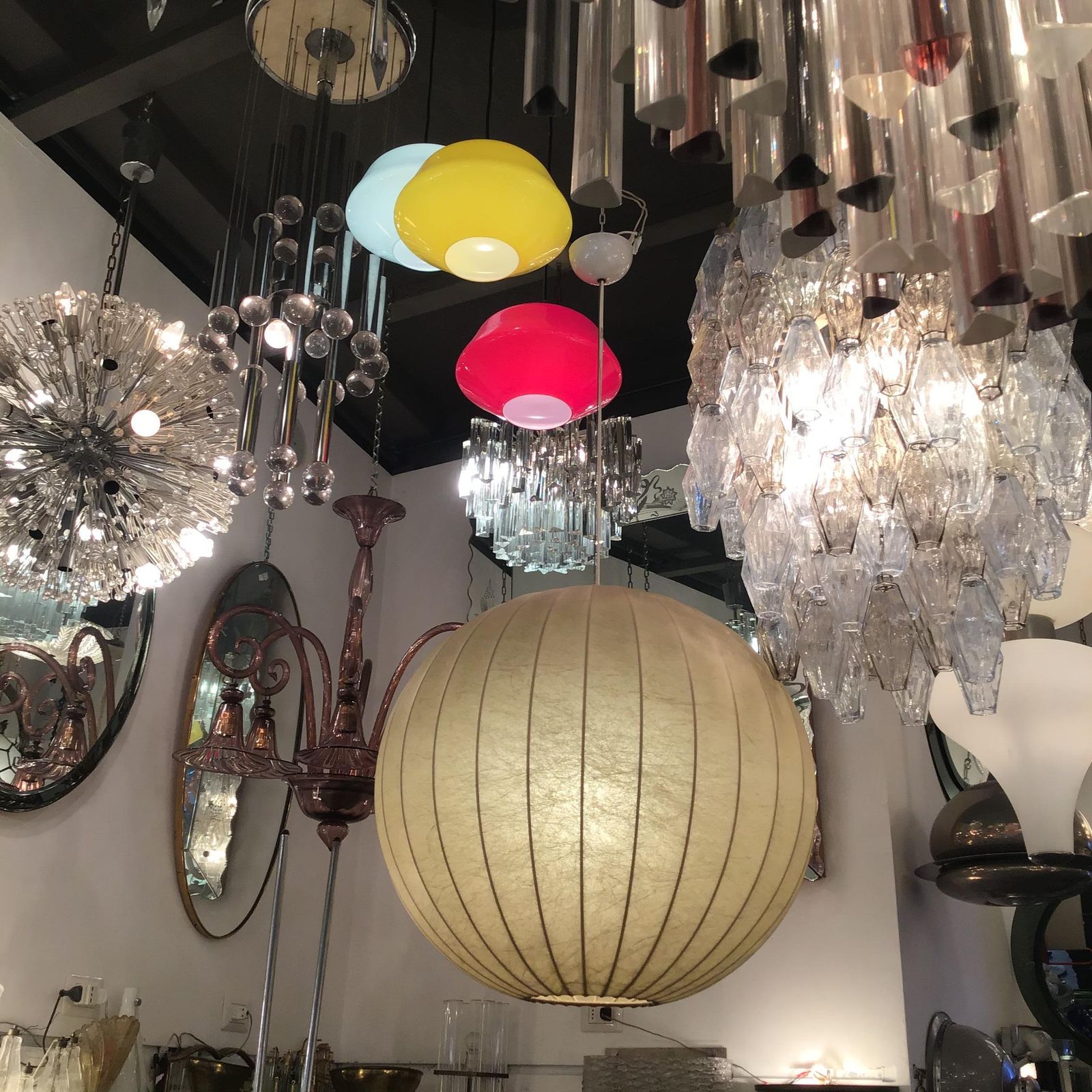 Flos Achille And Piergiacomo Castiglioni Chandelier Cocoon Metal 1960 Italy photo Lighting