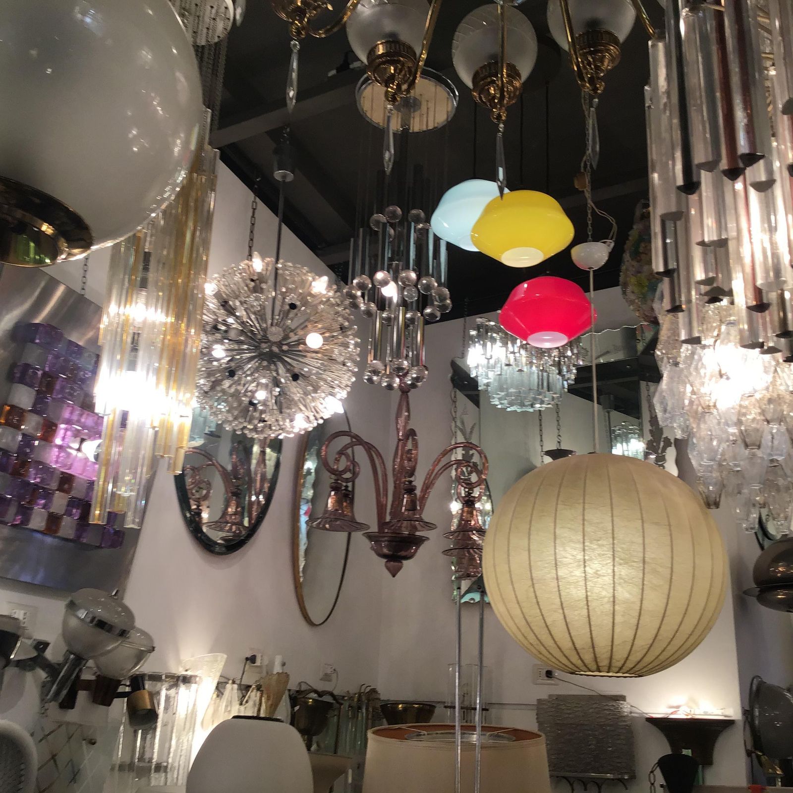 Flos Achille And Piergiacomo Castiglioni Chandelier Cocoon Metal 1960 Italy photo vintage