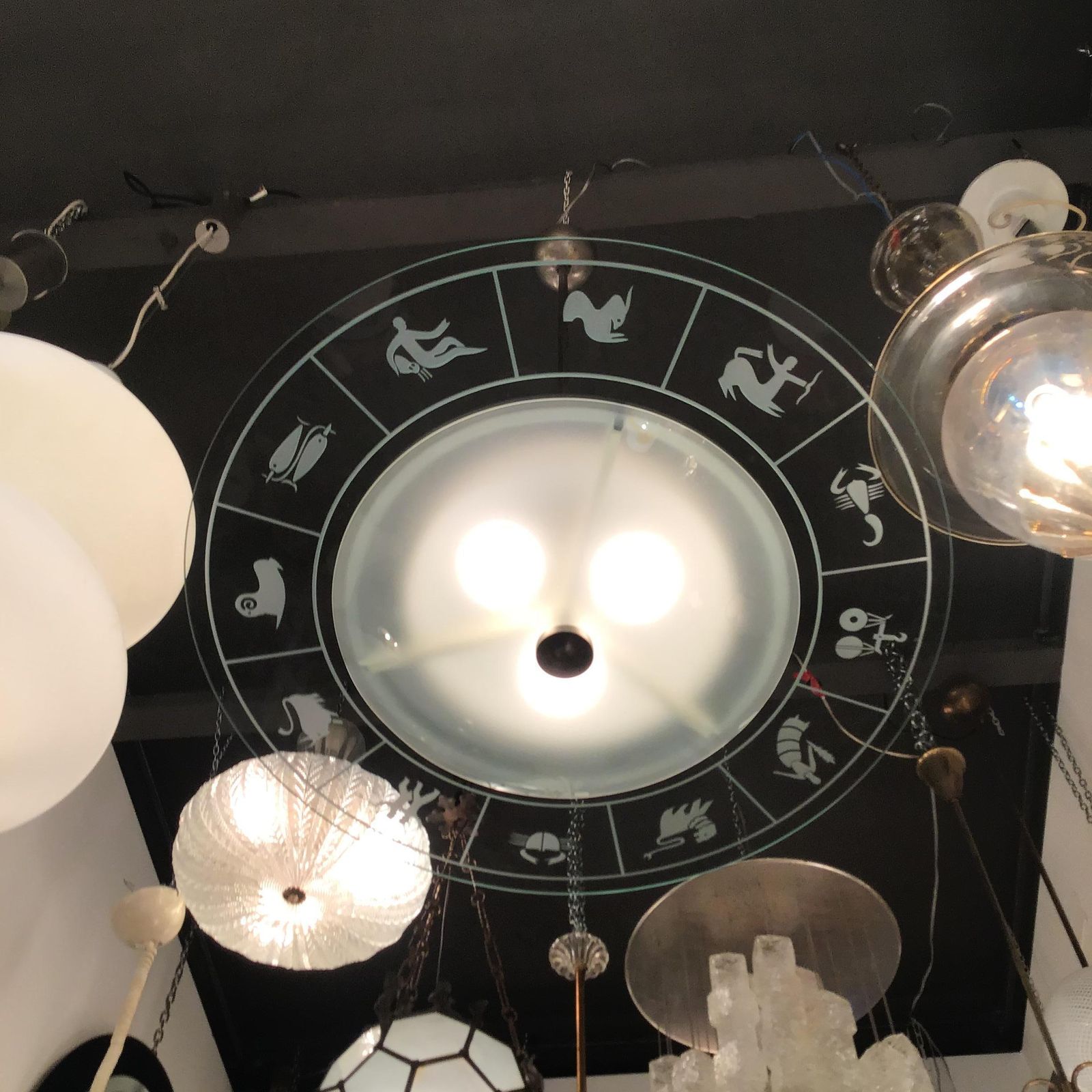 Fontana Arte Zodiac Chandelier Glass Metal Crome 1950 Italy photo 6991.0